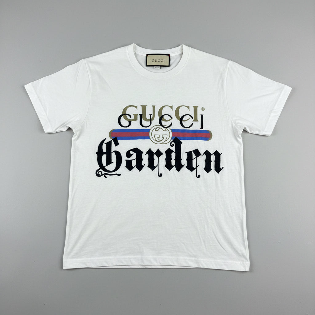 Gucci Garden T Shirt crafted from soft premium cotton, featuring the iconic Gucci Garden graphic, a classic crew neck, and a