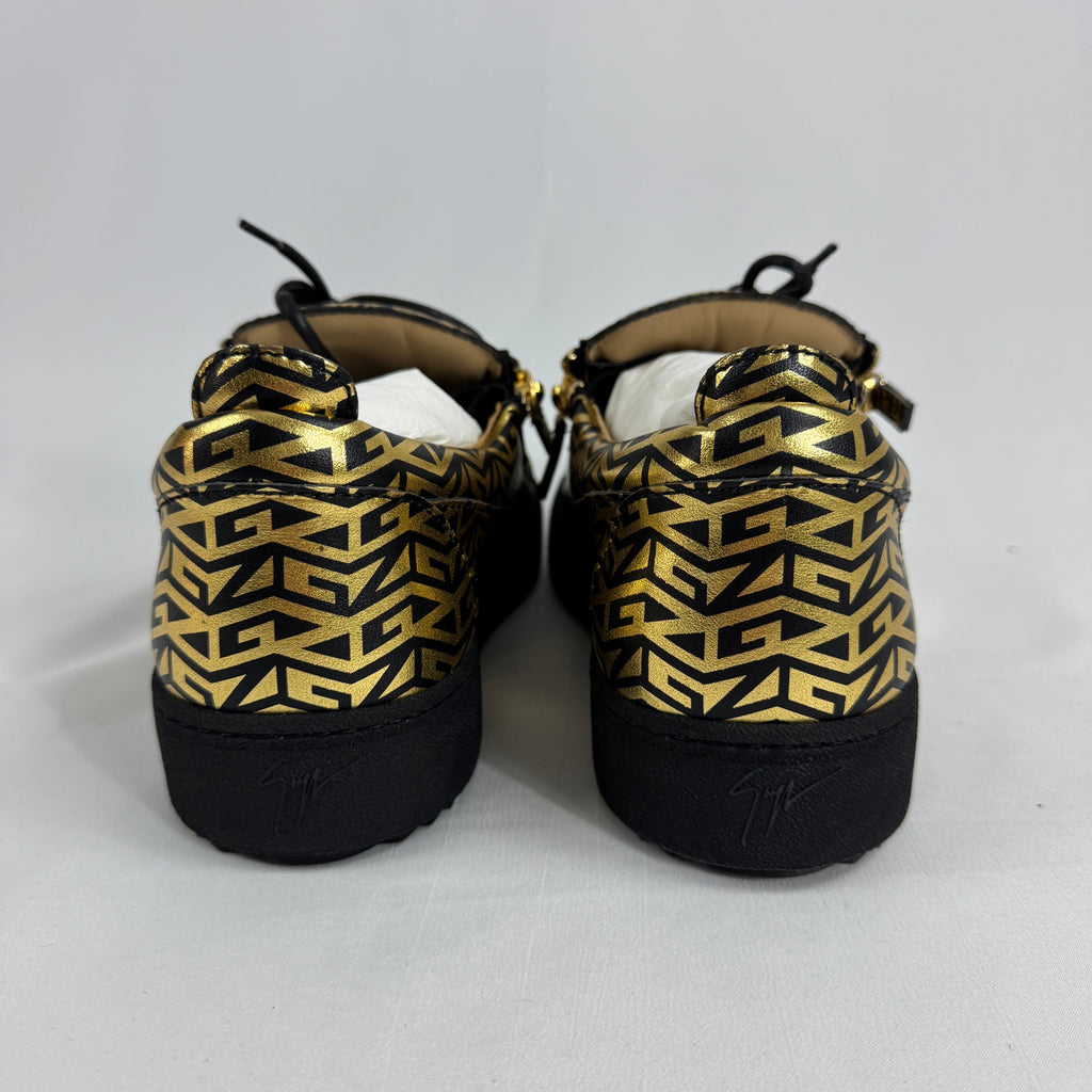 The Giuseppe Zanotti Gail Monogram Print is a luxury sneaker that blends bold design with modern streetwear influence.
