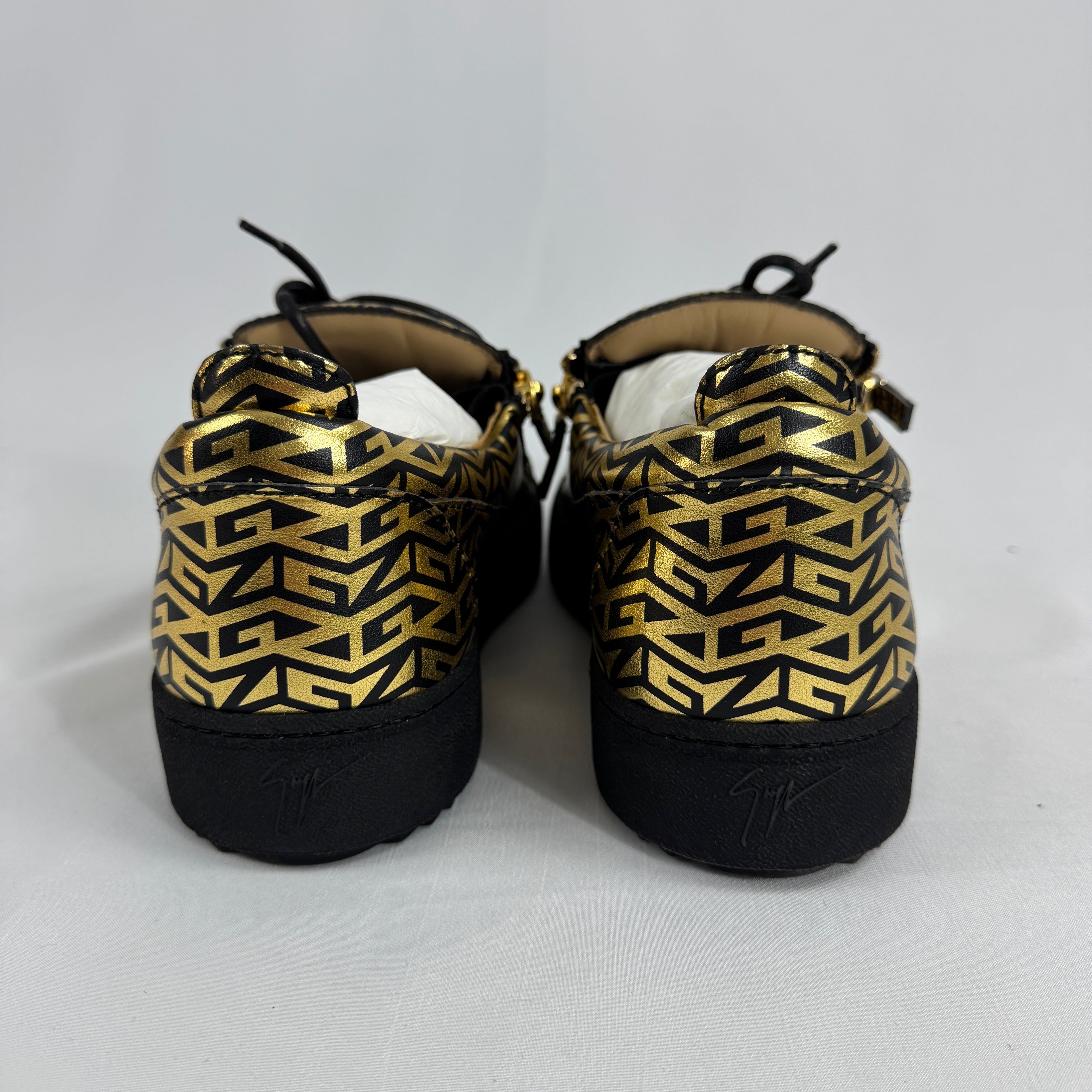 The Giuseppe Zanotti Gail Monogram Print is a luxury sneaker that blends bold design with modern streetwear influence.