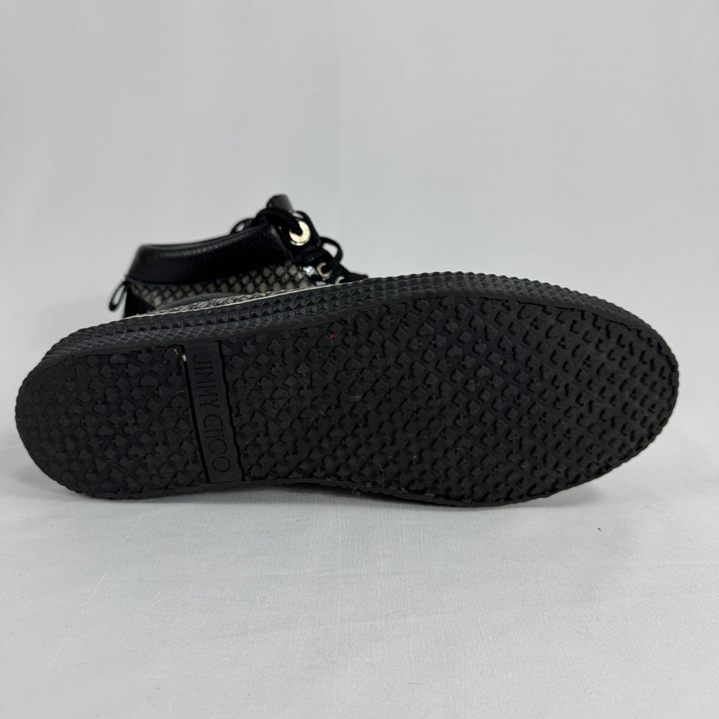 The Jimmy Choo Belgravia High-Top is a luxury sneaker that combines contemporary streetwear style with premium