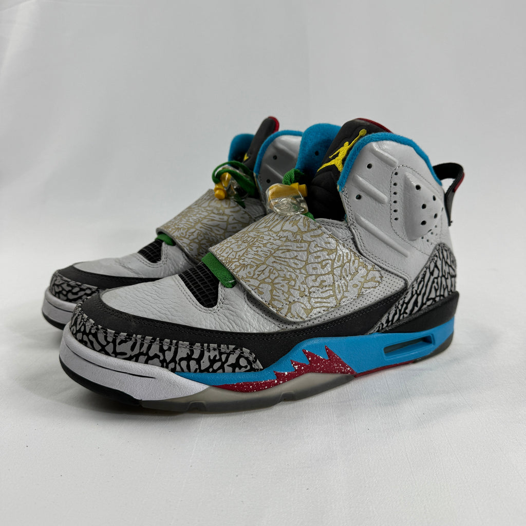 Air Jordan Son of Mars “Olympic” is a hybrid sneaker inspired by Olympic colorways, combining elements from several Jordan