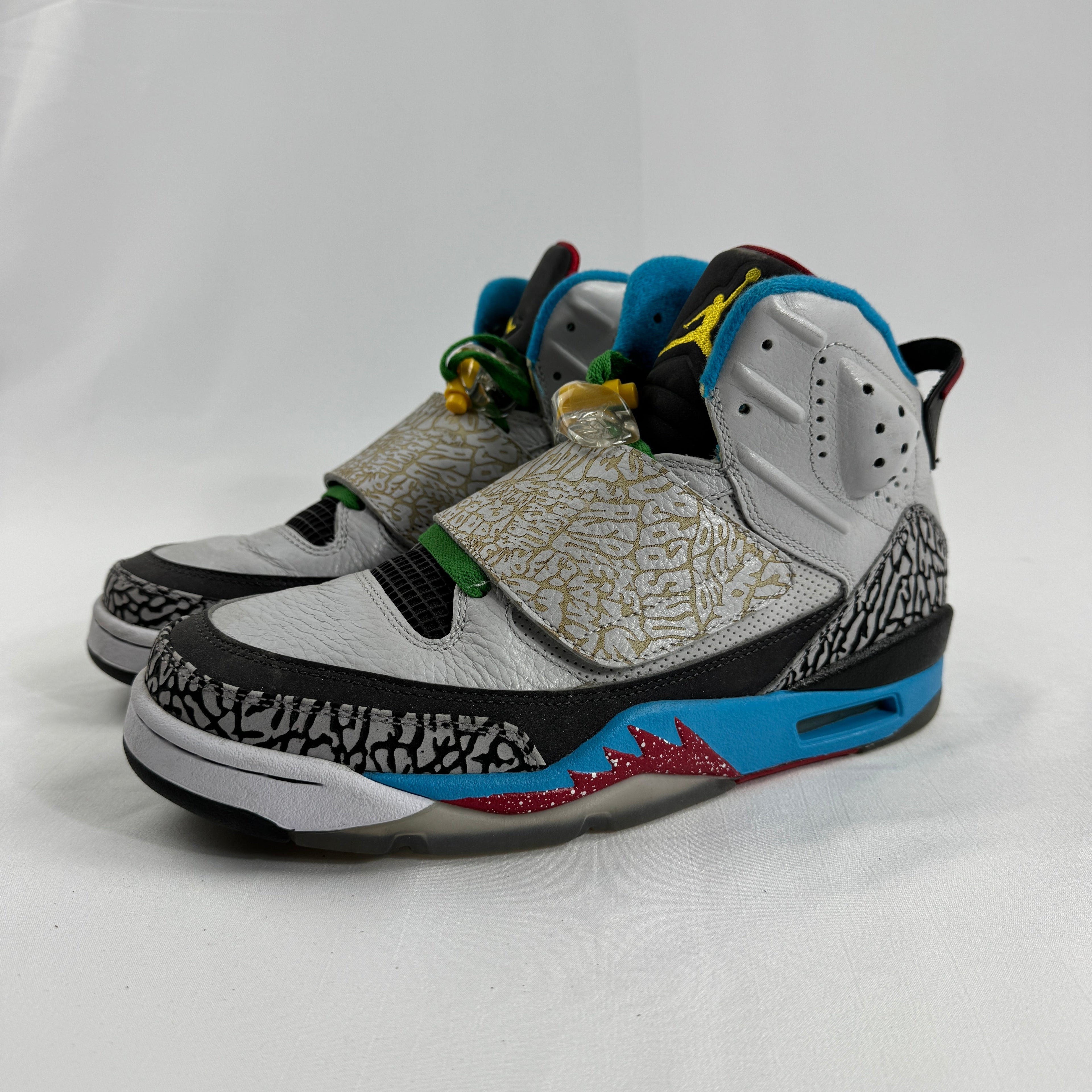 Air Jordan Son of Mars “Olympic” is a hybrid sneaker inspired by Olympic colorways, combining elements from several Jordan