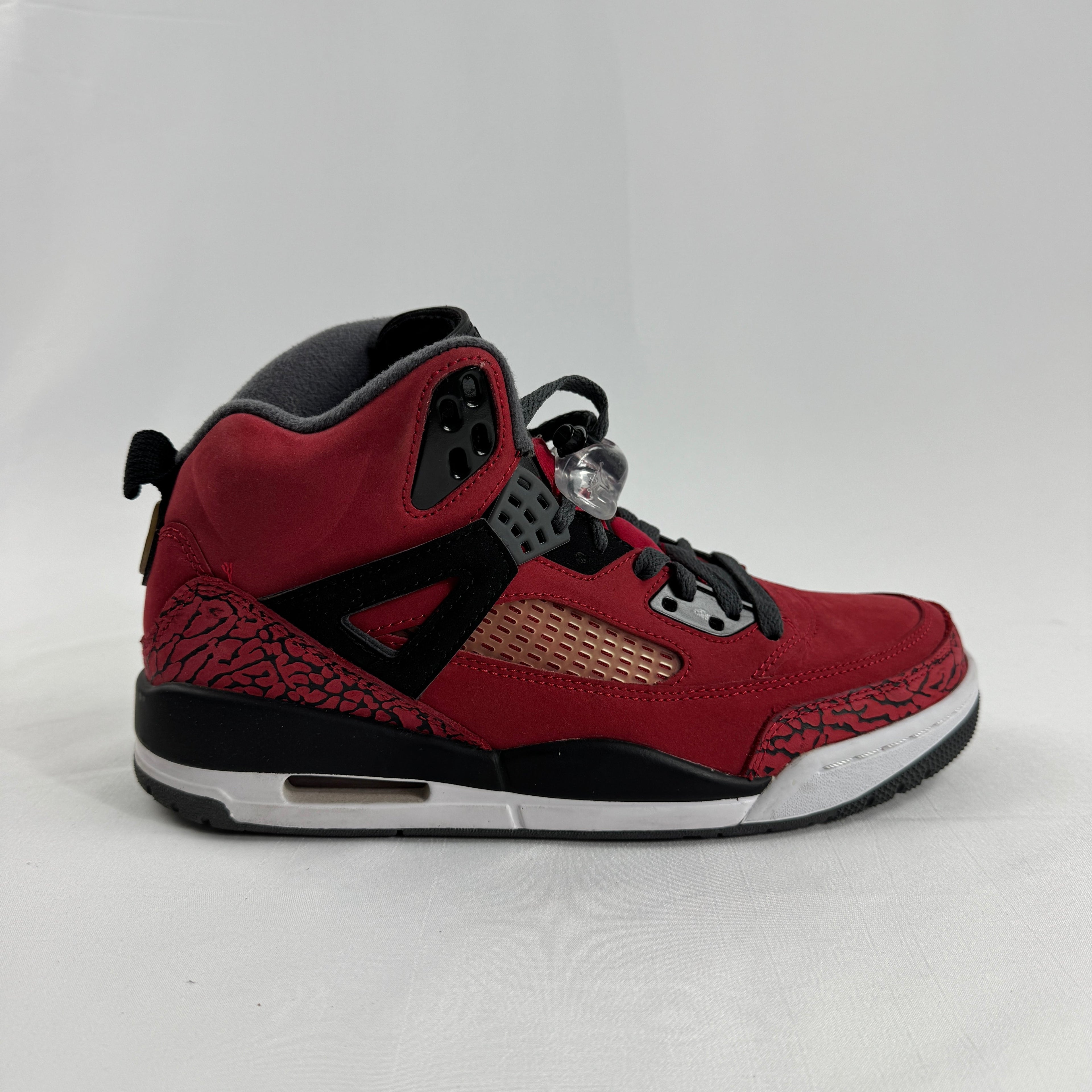 The Jordan Spiz'ike "Toro Bravo" is a bold hybrid sneaker that blends design elements from multiple iconic Air Jordan
