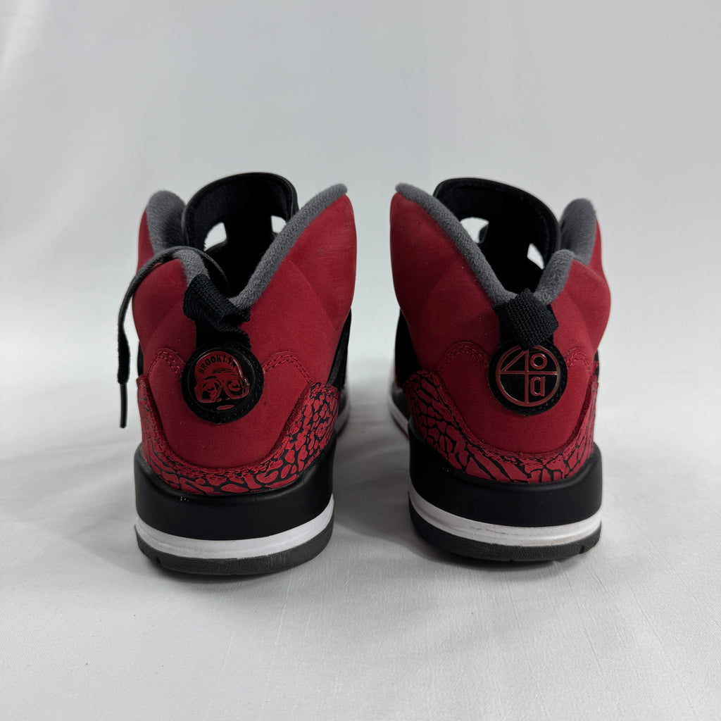 The Jordan Spiz'ike "Toro Bravo" is a bold hybrid sneaker that blends design elements from multiple iconic Air Jordan
