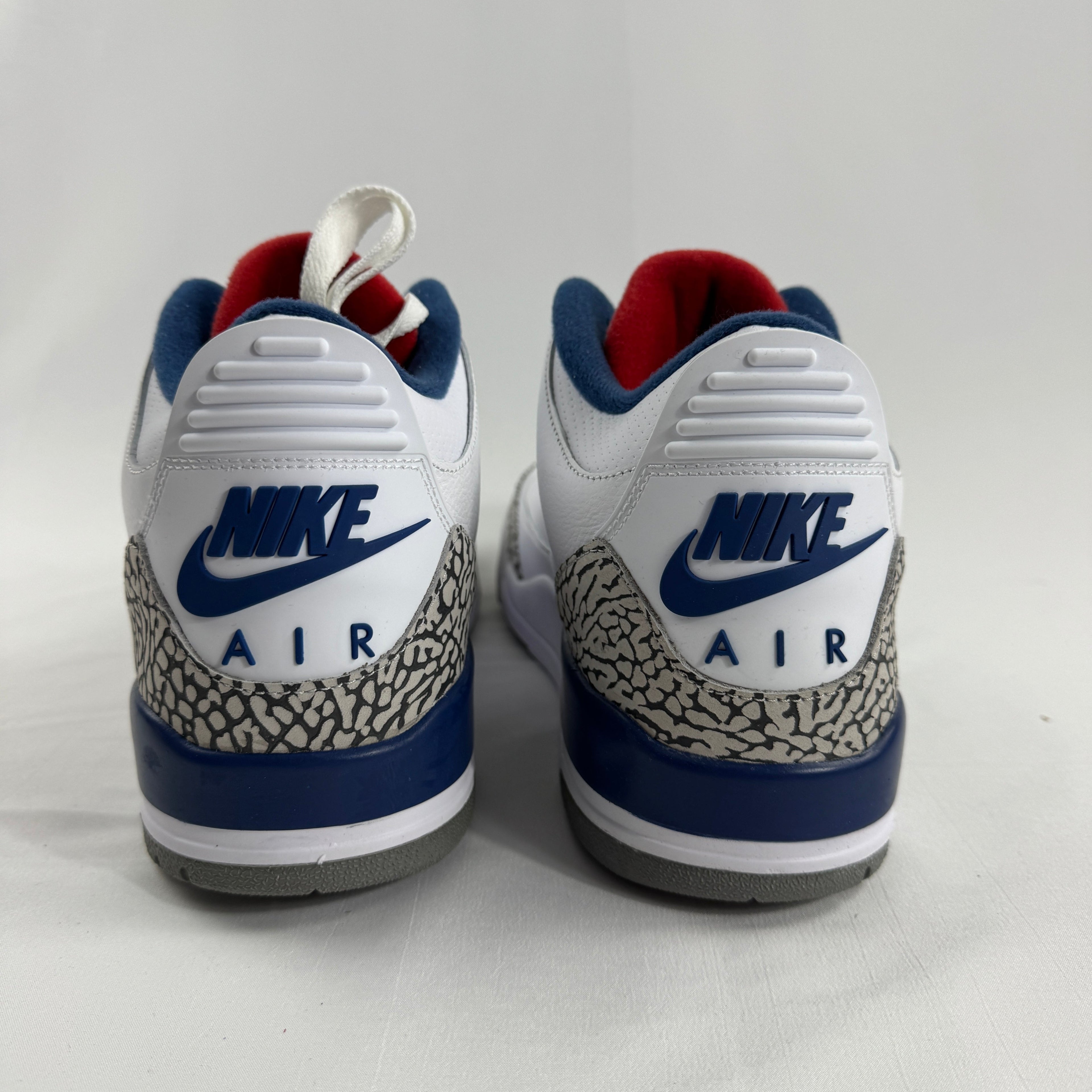 The Air Jordan 3 Retro “True Blue” (2016) is a re-release of the classic 1988 colorway featuring a white leather upper with