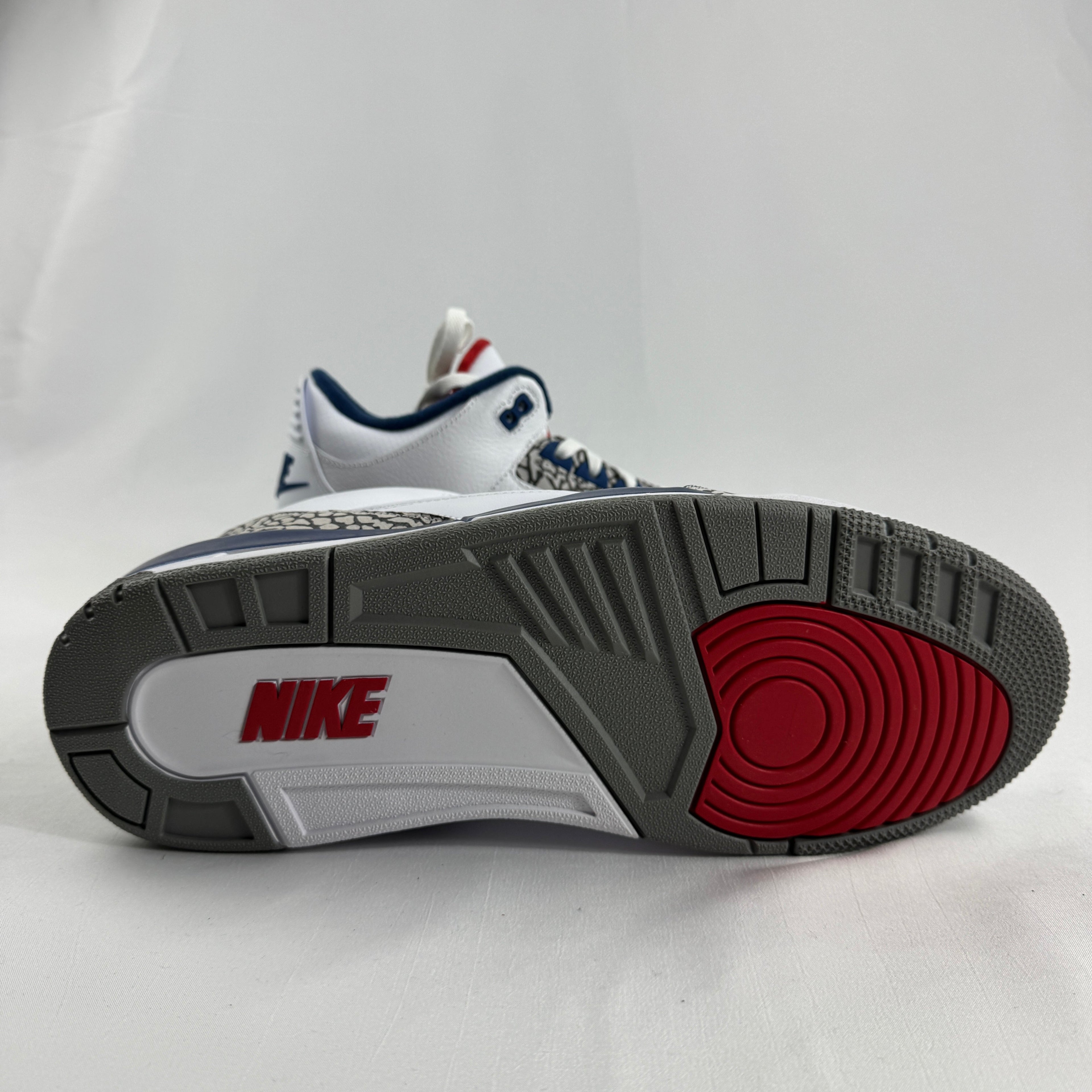 The Air Jordan 3 Retro “True Blue” (2016) is a re-release of the classic 1988 colorway featuring a white leather upper with