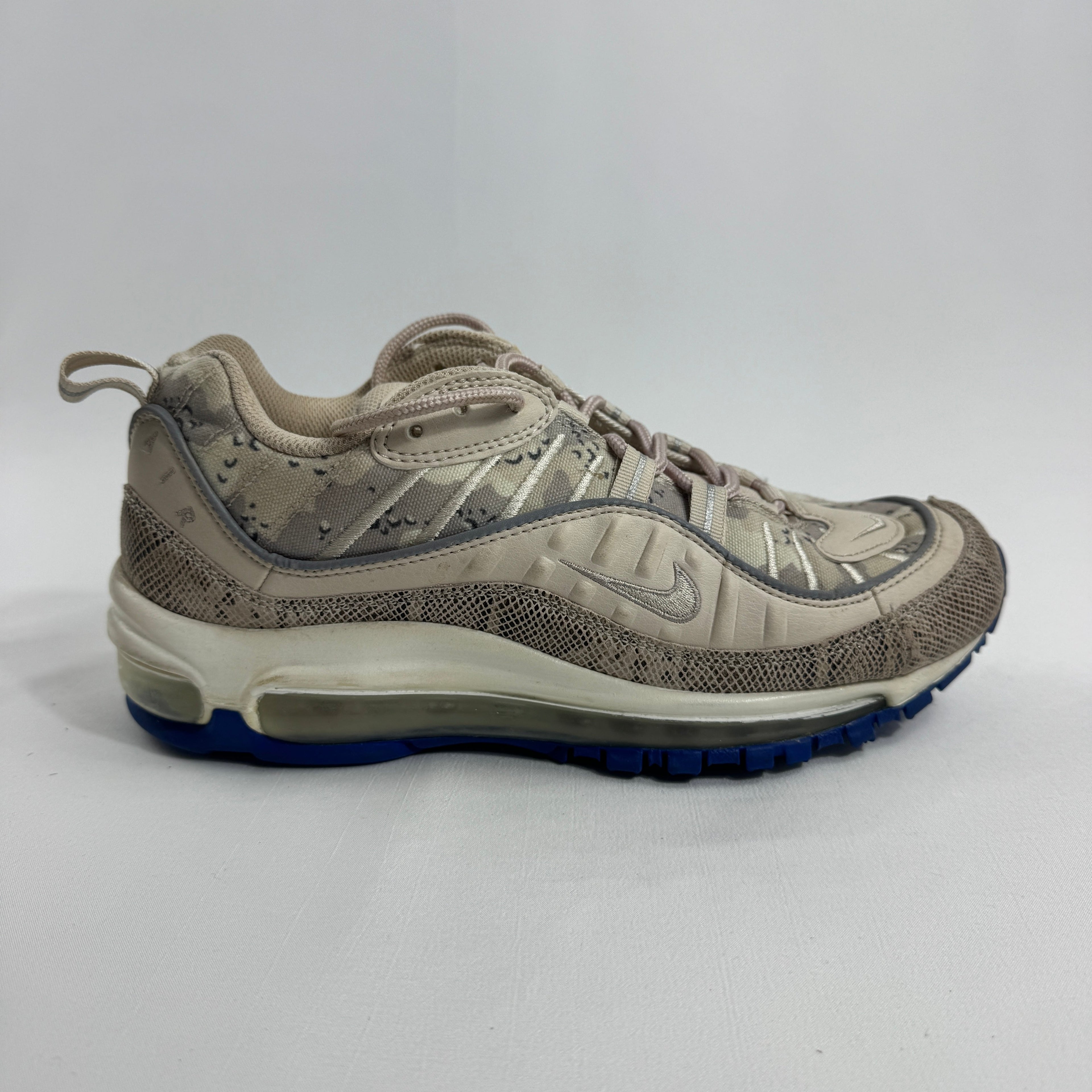 Nike Air Max 98 Snakeskin Camo is a bold reinterpretation of the classic Air Max 98, combining its signature layered upper