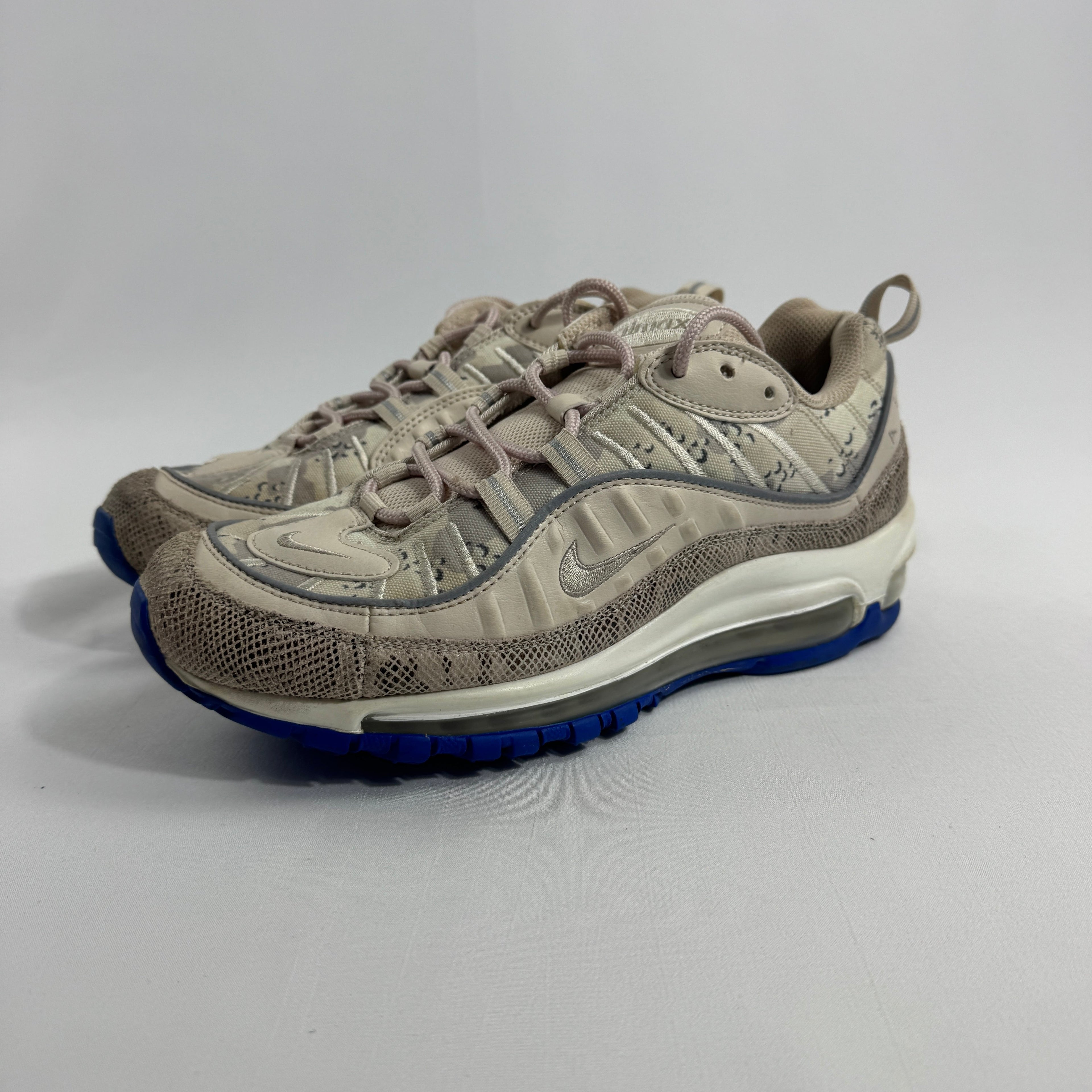 Nike Air Max 98 Snakeskin Camo is a bold reinterpretation of the classic Air Max 98, combining its signature layered upper