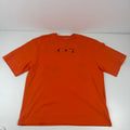 Bright orange oversized tee featuring a subtle Off White logo print on the chest and arrow detailing on the back. Made from