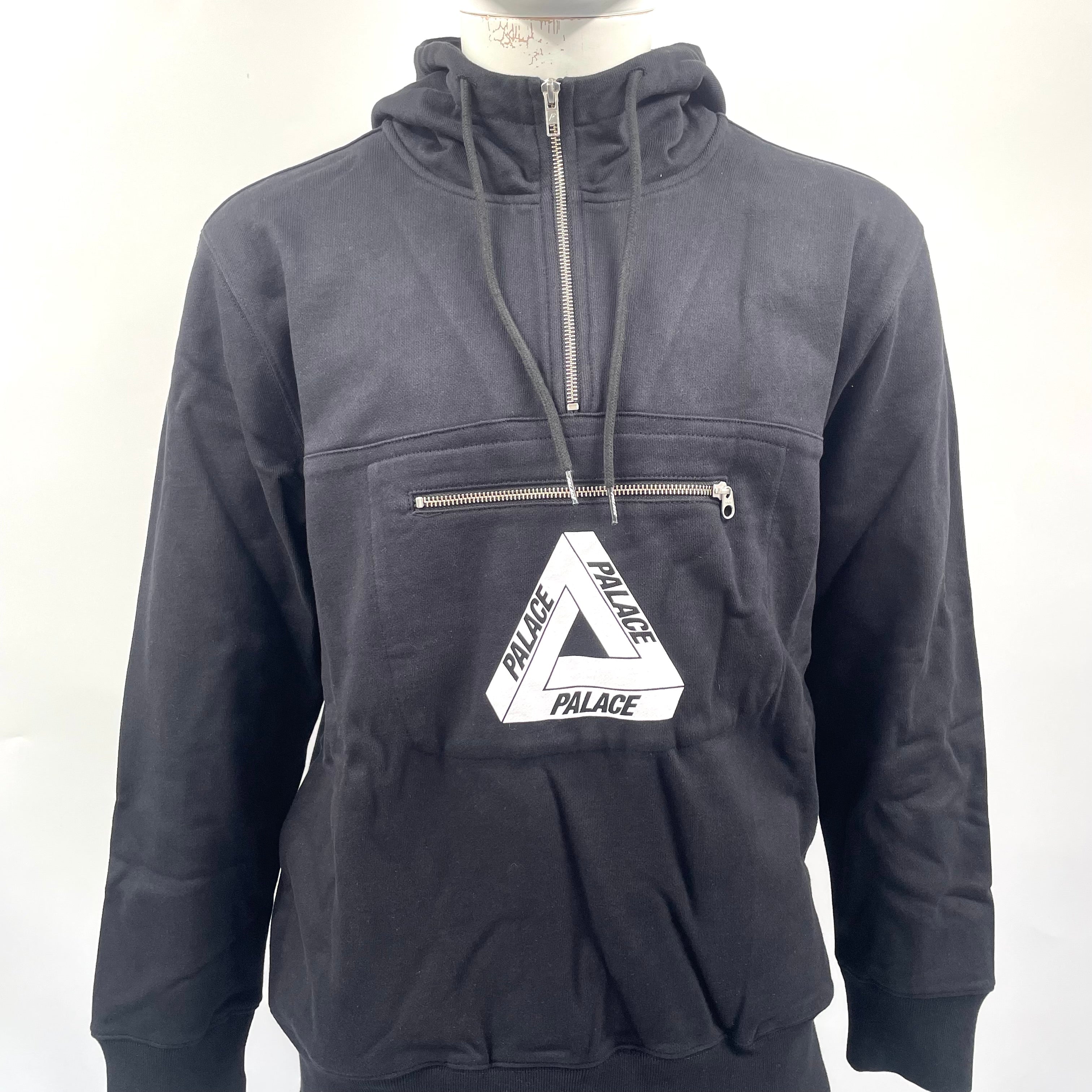 Half-zip hoodie, tri-ferg Palace logo, medium in black