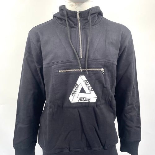 Half-zip hoodie, tri-ferg Palace logo, medium in black