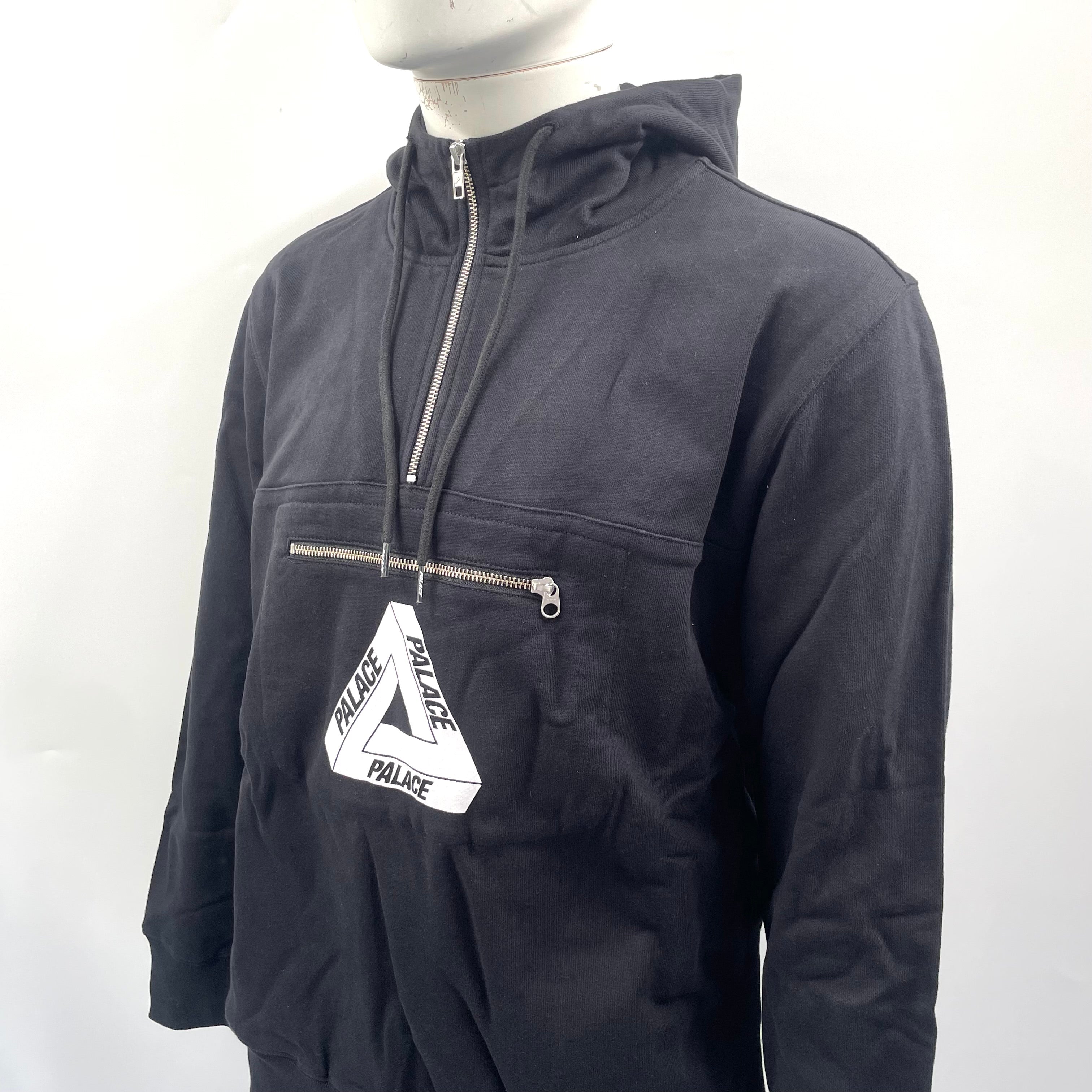 Half-zip hoodie, tri-ferg Palace logo, medium in black