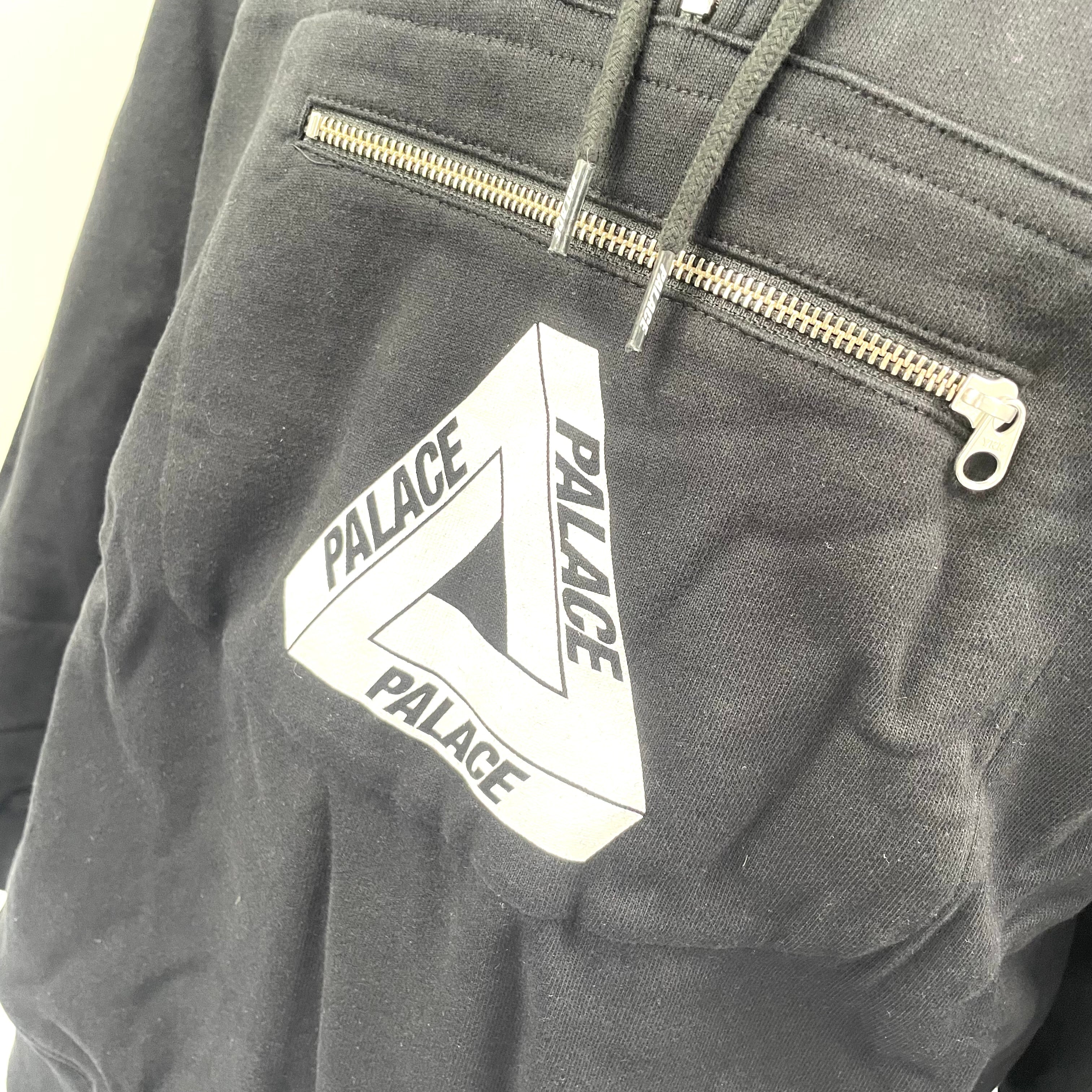 Half-zip hoodie, tri-ferg Palace logo, medium in black