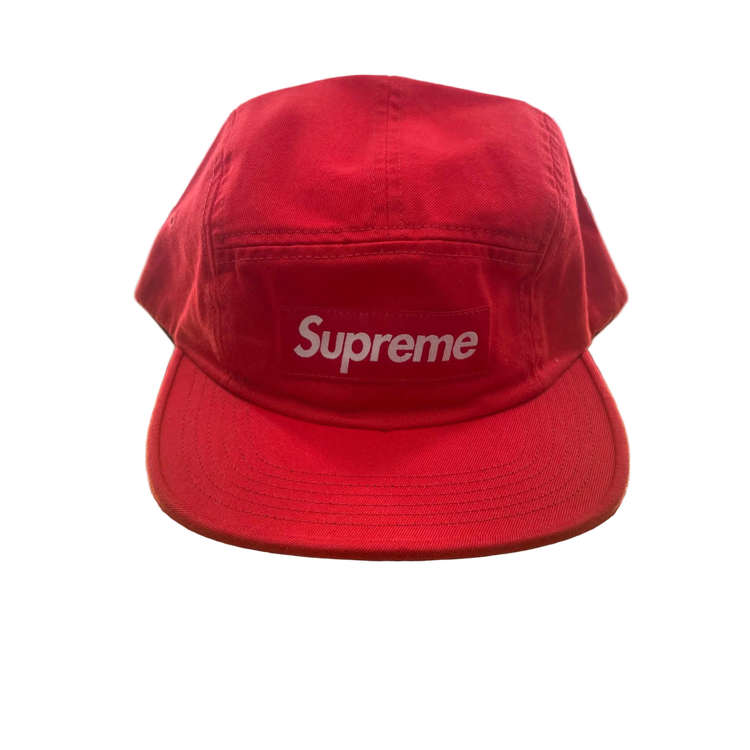 Red denim style, plain with stitching, standard logo