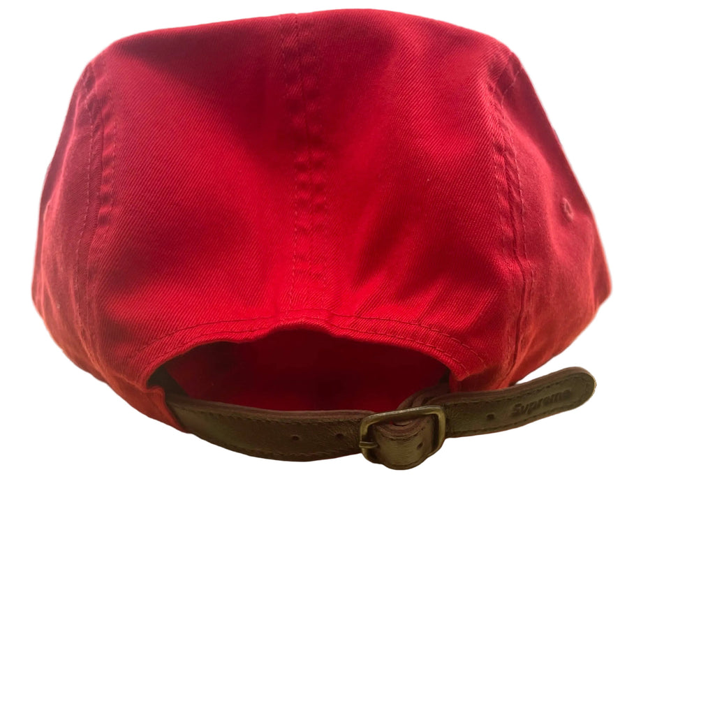 Red denim style, plain with stitching, standard logo