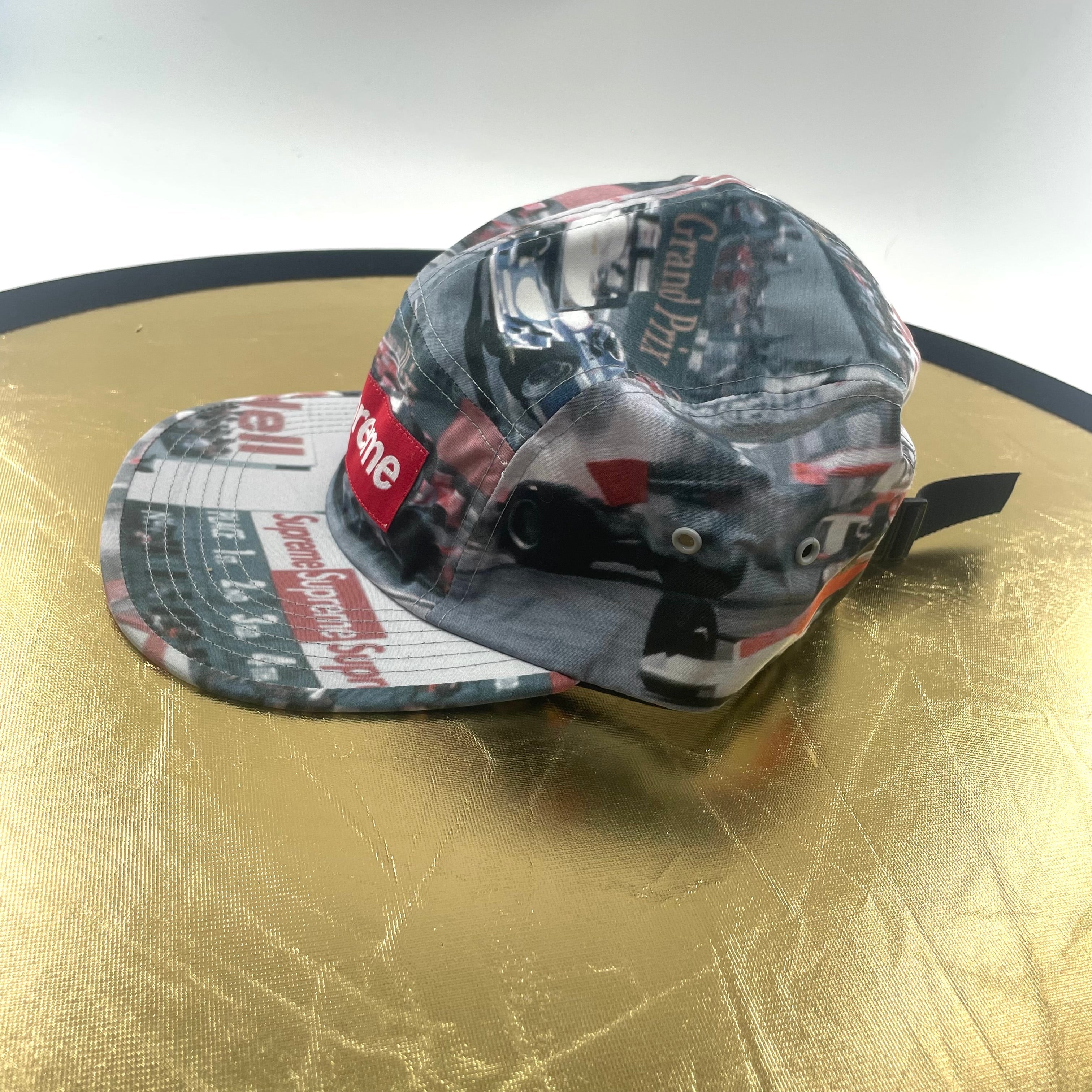 Classic 5-panel camp cap silhouette, all-over printed graphic.