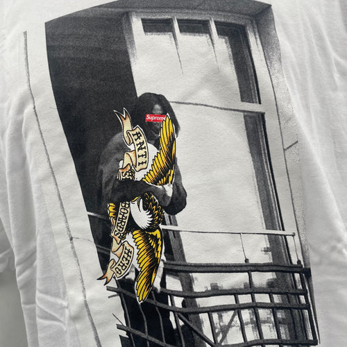 Supreme Antiheroa Balcony Graphic Tee In White. Size XL.