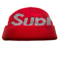 Big logo print SUPREME beanie red with grey text