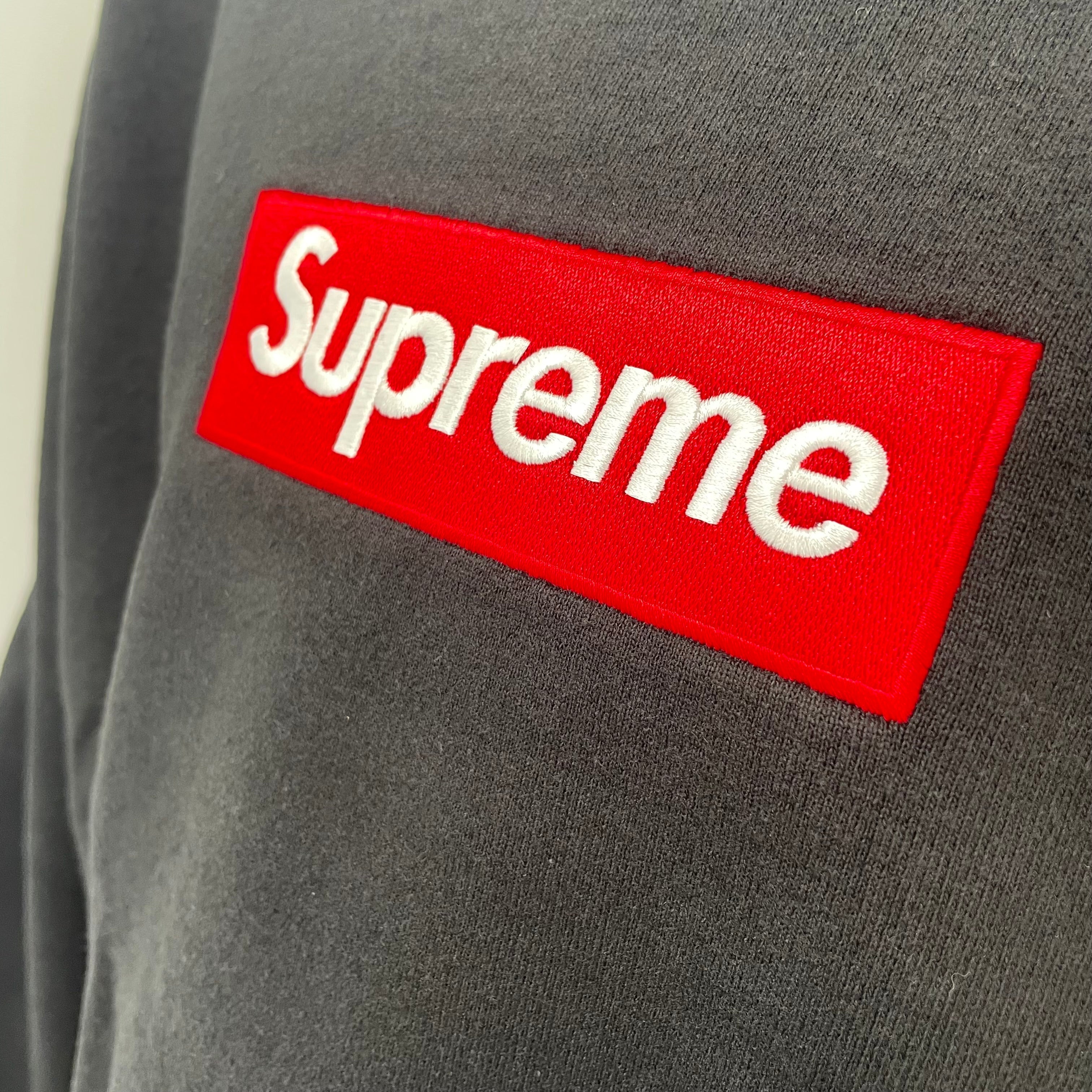 Plain Black Supreme Crewneck With Red Box Logo In Size XL