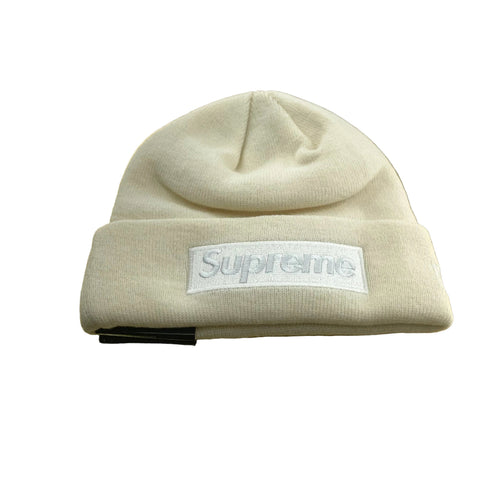 Cream box logo beanie, new era collab, plain SUPREME