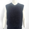 The Supreme Exquisite Chenille Knit Sweater Vest Black is a premium knit vest made from soft chenille fabric for a textured,