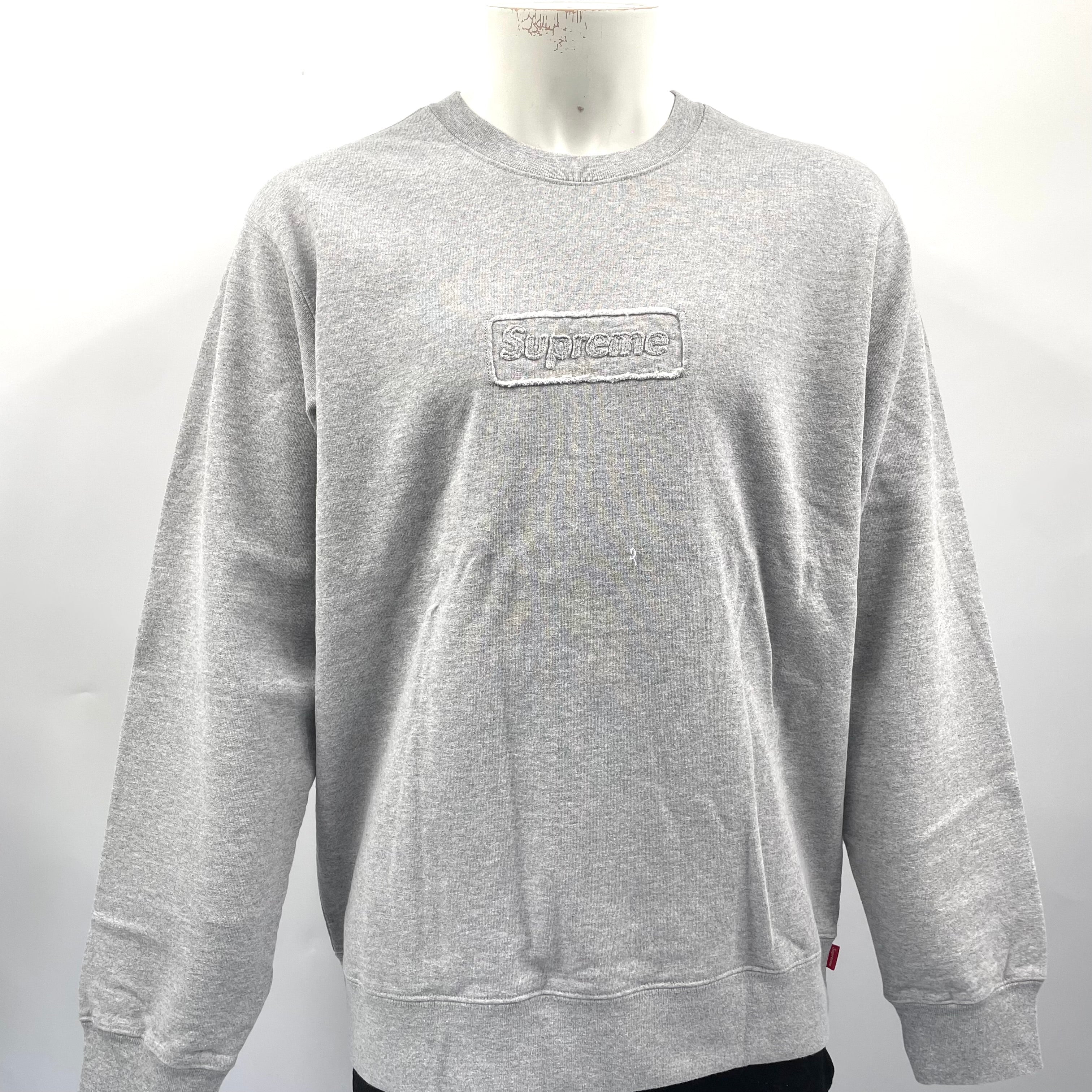 Supreme Plain Grey Crewneck With Cutout Logo. Size Large