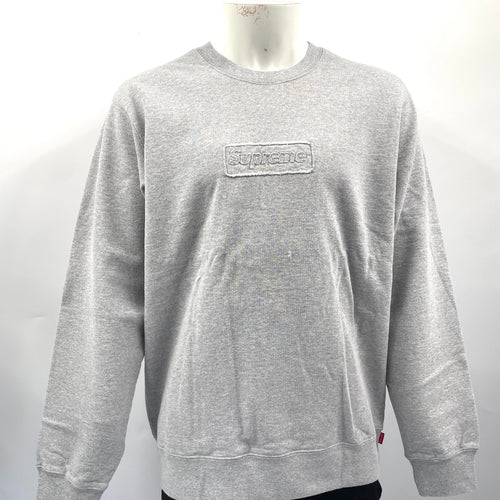 Supreme Plain Grey Crewneck With Cutout Logo. Size Large