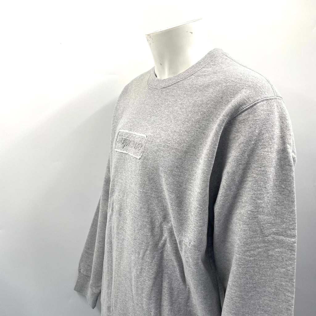 Supreme Plain Grey Crewneck With Cutout Logo. Size Large