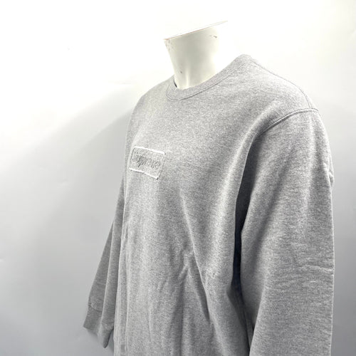 Supreme Plain Grey Crewneck With Cutout Logo. Size Large
