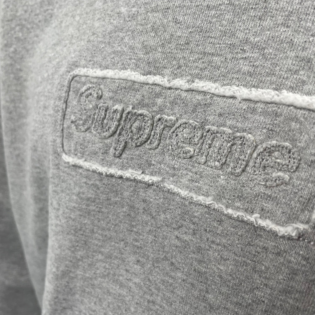 Supreme Plain Grey Crewneck With Cutout Logo. Size Large