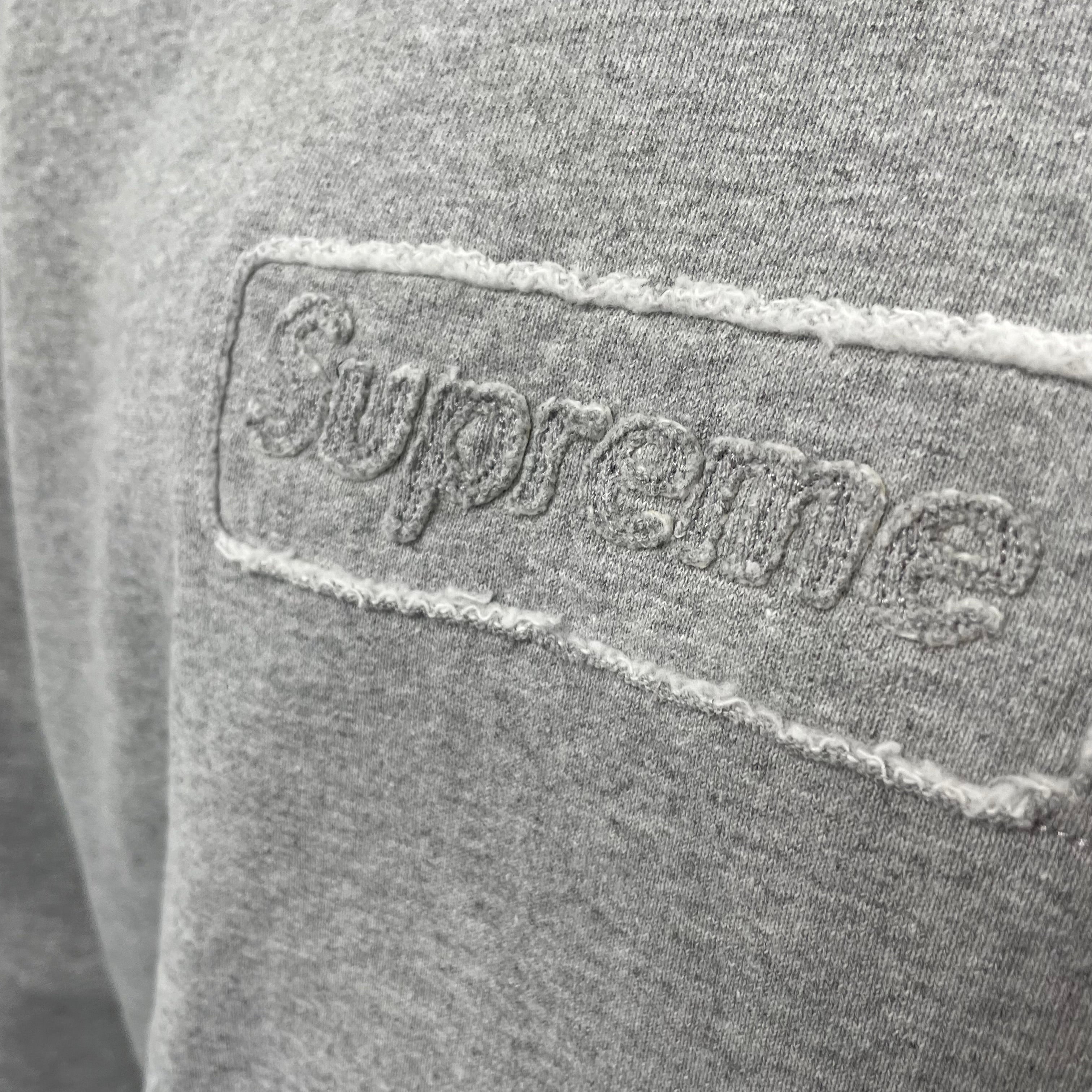 Supreme Plain Grey Crewneck With Cutout Logo. Size Large