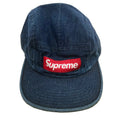 Denim Material Supreme Cap With Red Classic Box Logo