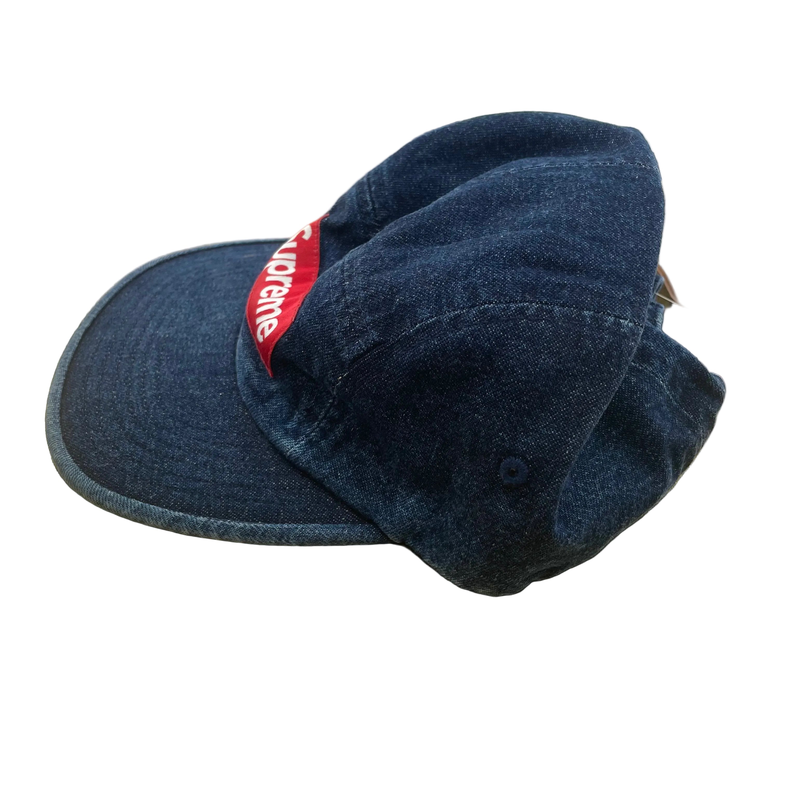 Denim Material Supreme Cap With Red Classic Box Logo
