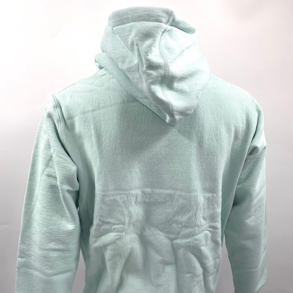 The Supreme Gold Box Logo Hoodie Ice Blue is a heavyweight cotton hoodie featuring the iconic Supreme Box Logo embroidered