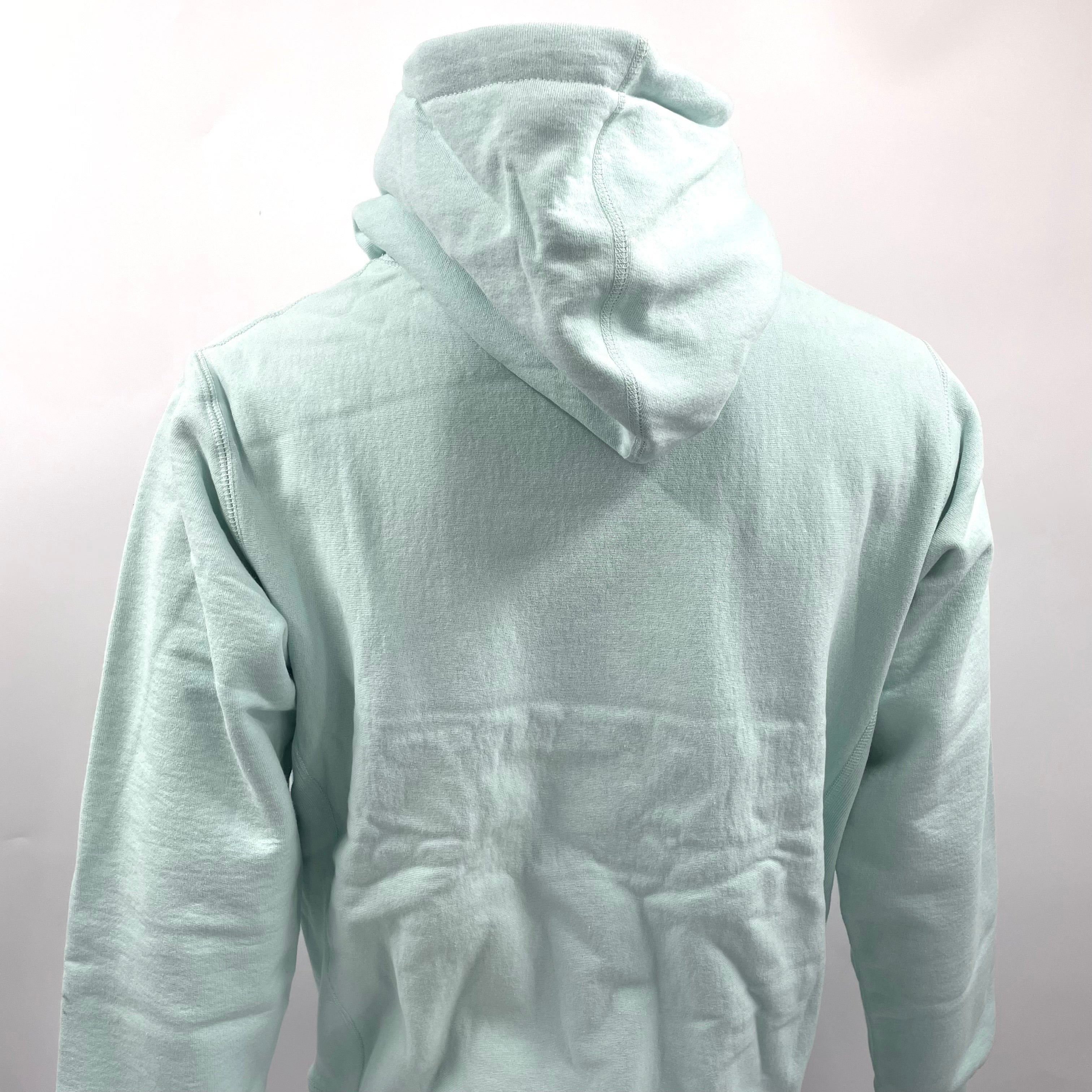 The Supreme Gold Box Logo Hoodie Ice Blue is a heavyweight cotton hoodie featuring the iconic Supreme Box Logo embroidered
