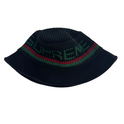 SUPREME knit bucket hat - red green trim + logo