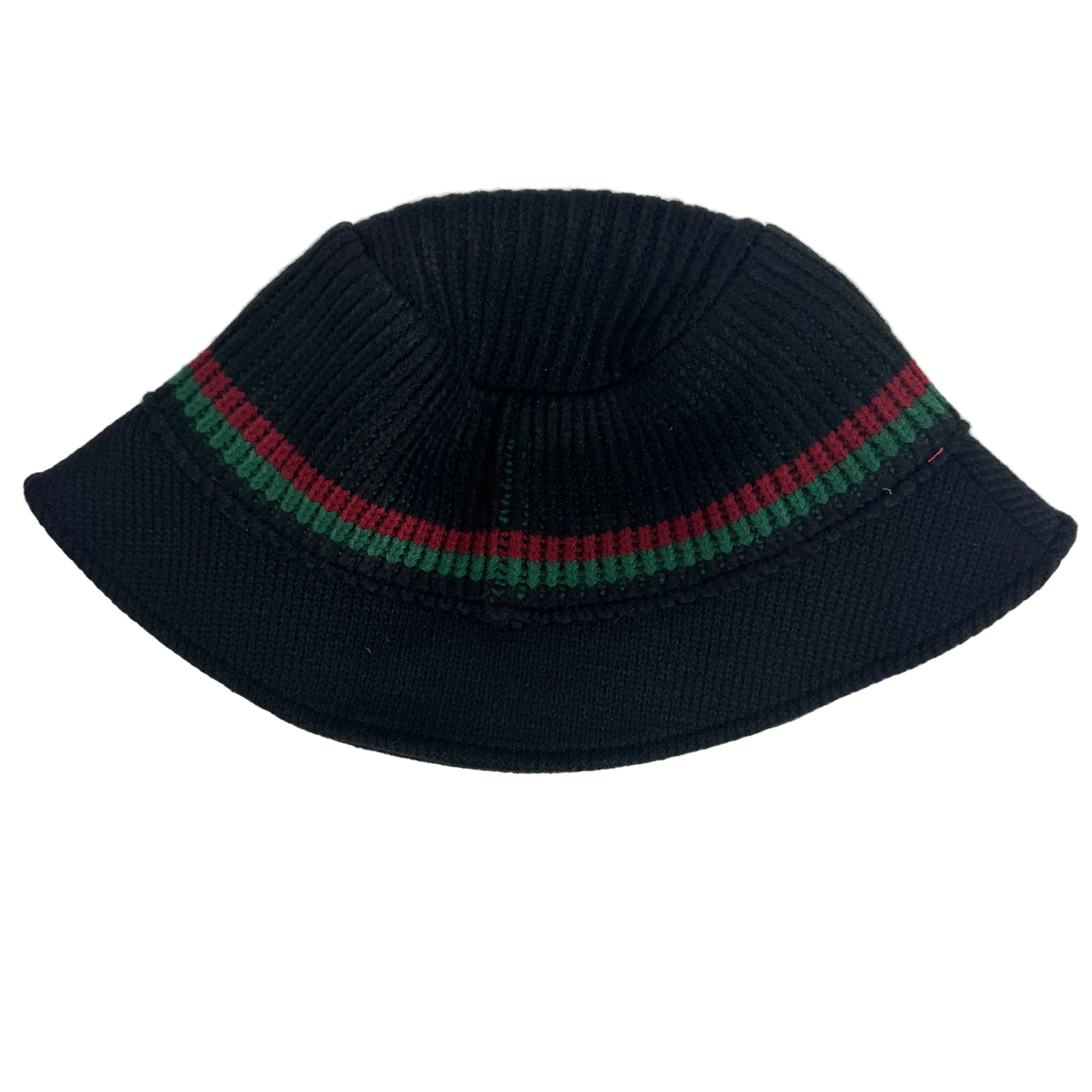 SUPREME knit bucket hat - red green trim + logo