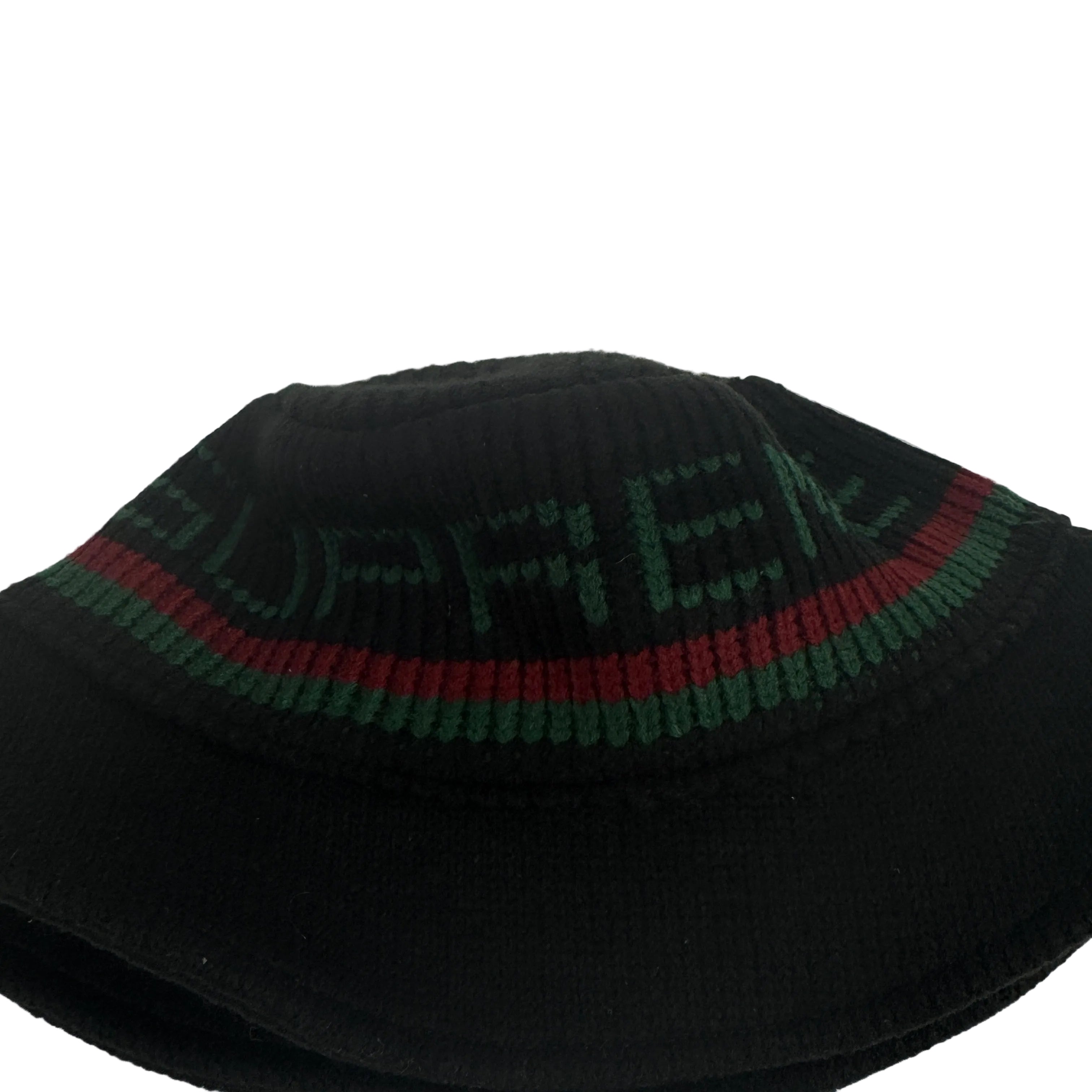 SUPREME knit bucket hat - red green trim + logo
