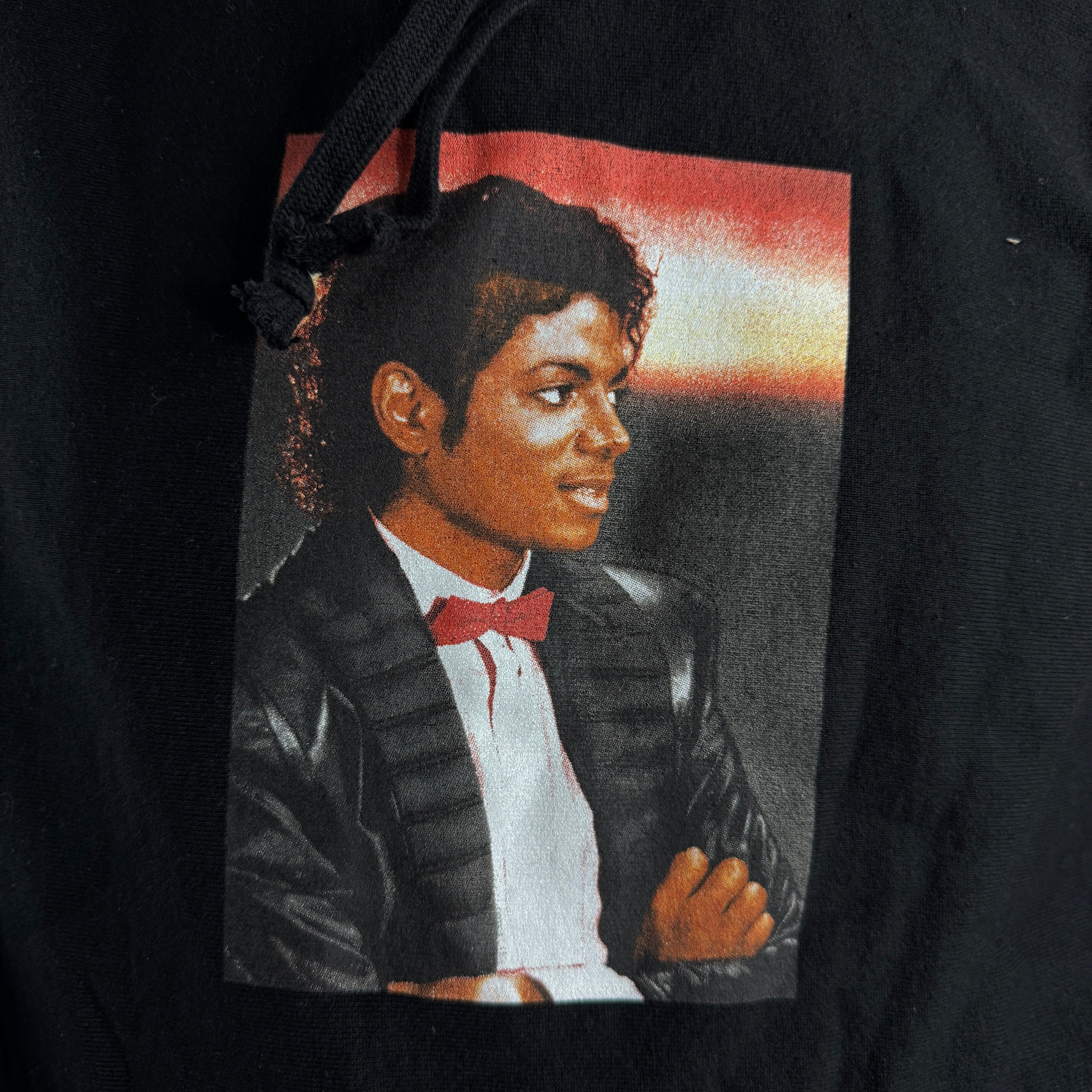 The Supreme Michael Jackson Hoodie is a heavyweight cotton hoodie featuring graphics inspired by the legendary pop icon