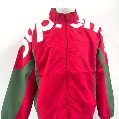 Supreme Shoulder Logo Track Jacket In Red/White/Green, XL.