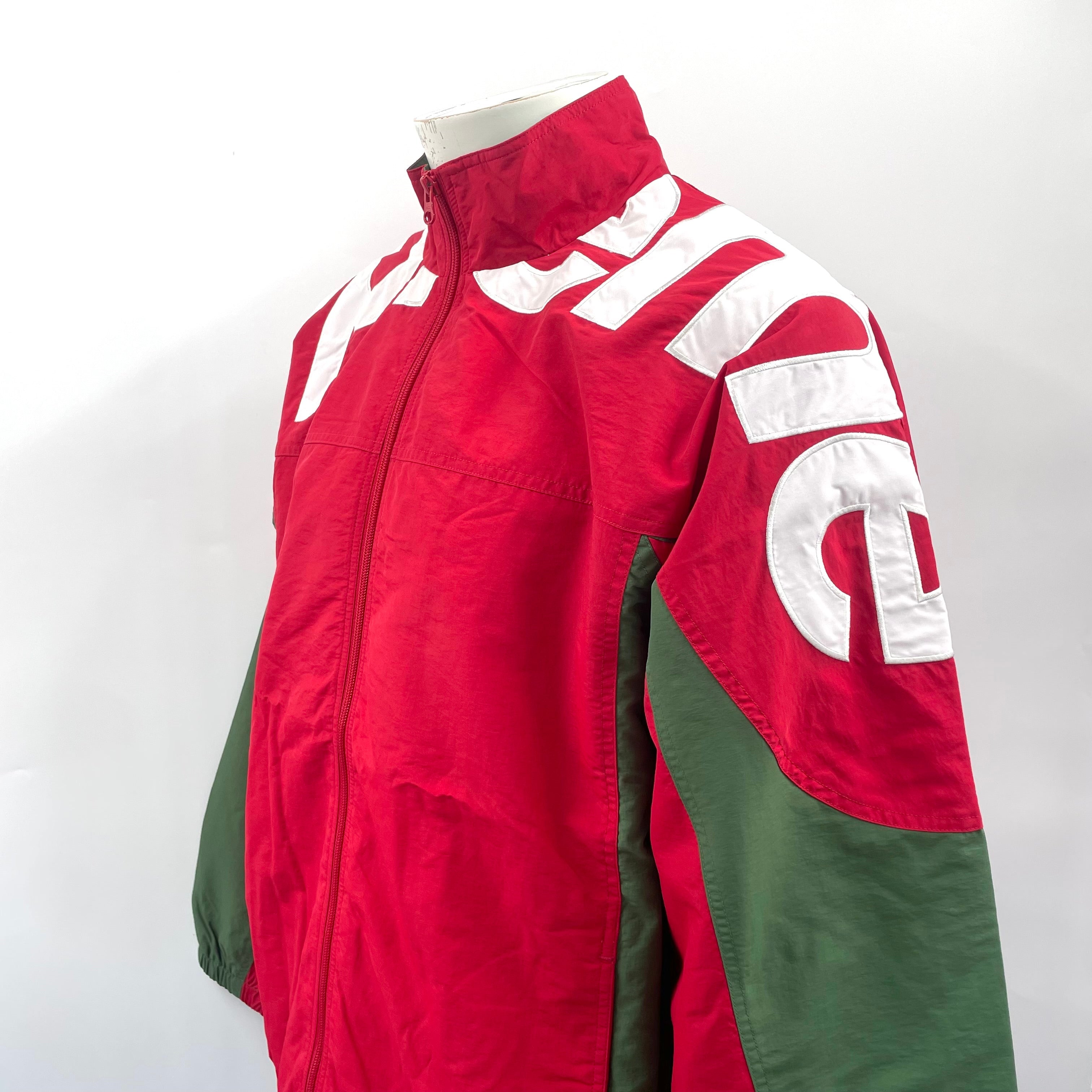 Supreme Shoulder Logo Track Jacket In Red/White/Green, XL.