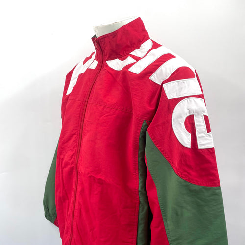 Supreme Shoulder Logo Track Jacket In Red/White/Green, XL.
