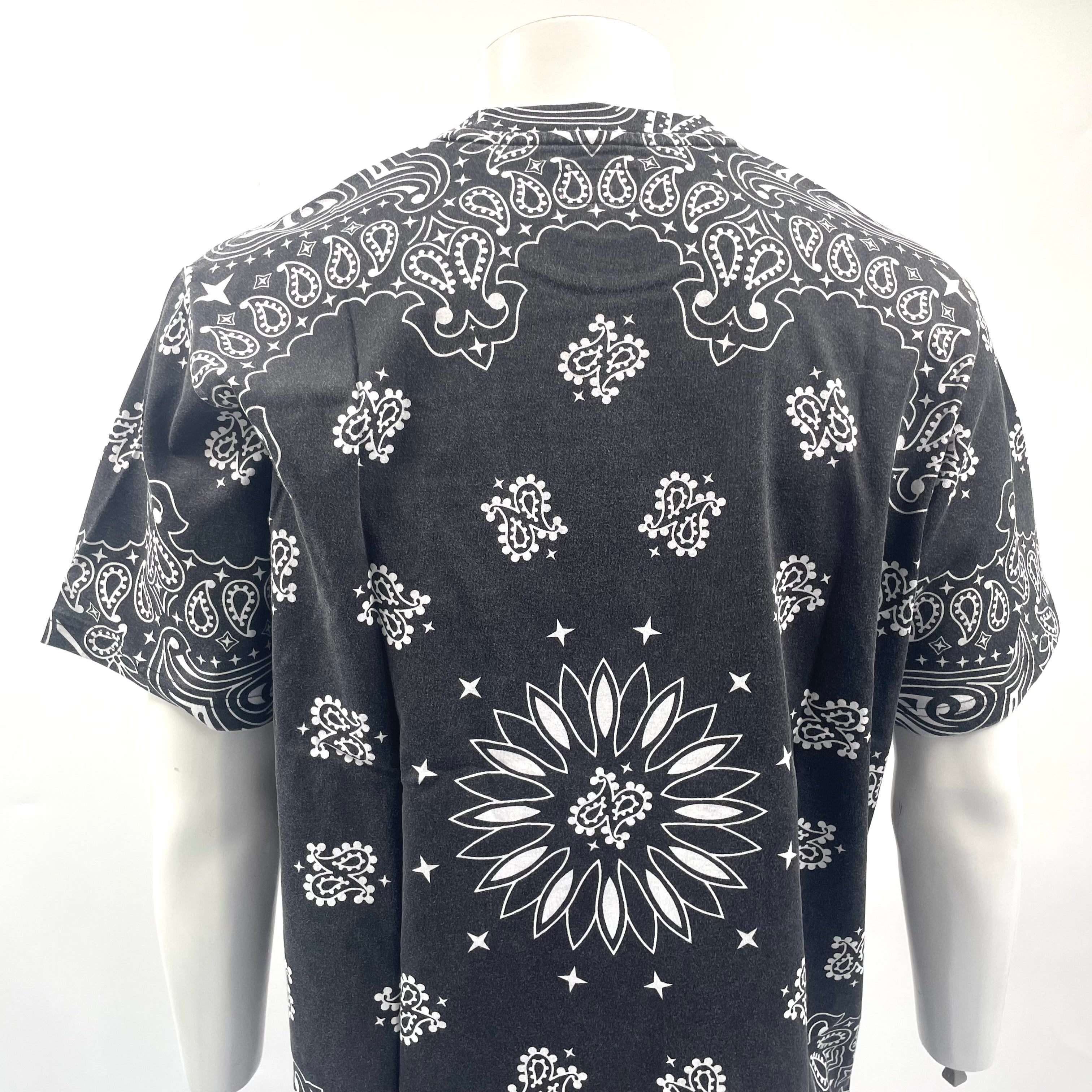 Supreme Small Box TEE in black, featuring an all-over floral and bandana-style pattern with a subtle red Supreme small box