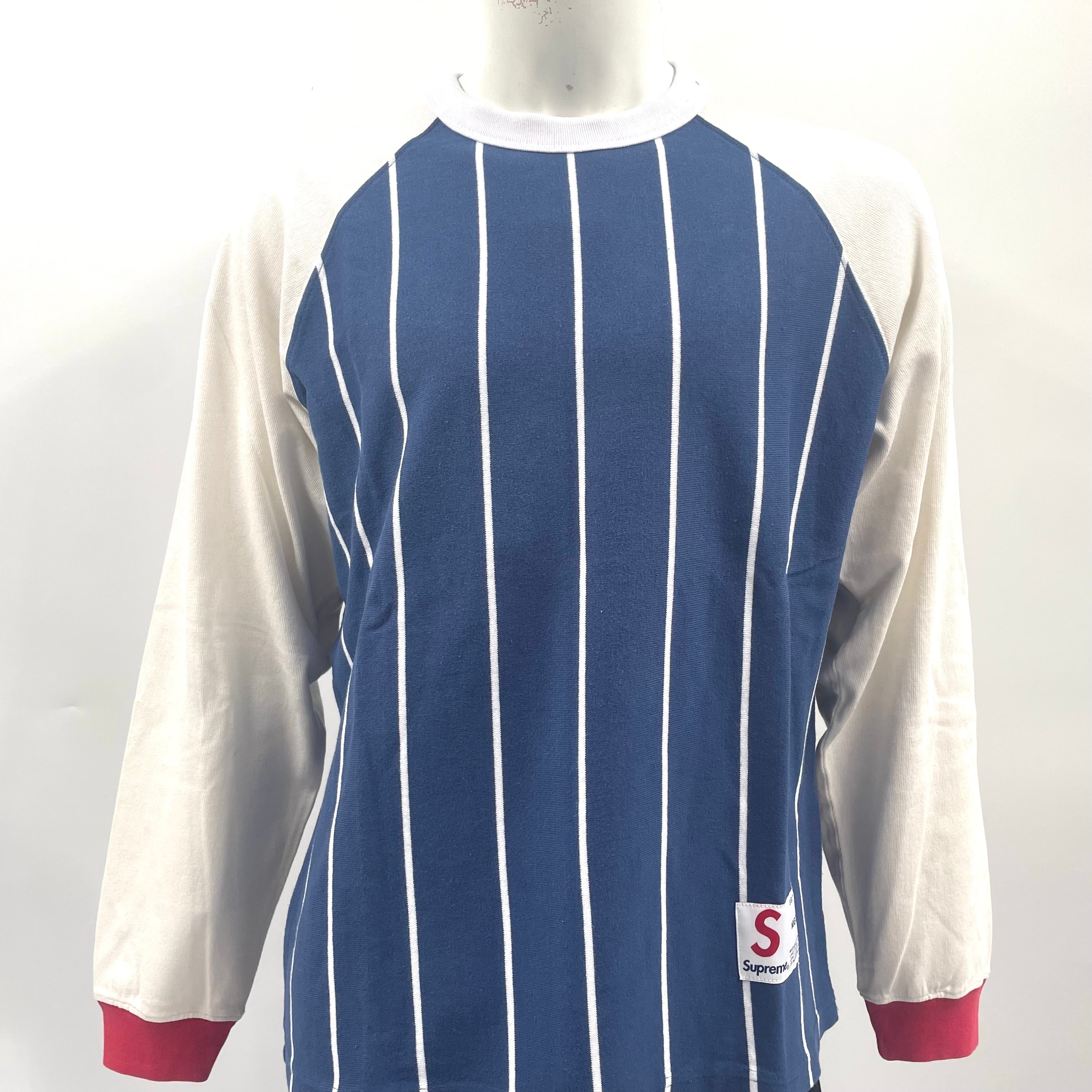 Supreme Striped Raglan Top In Size Medium. Blue/White//Red