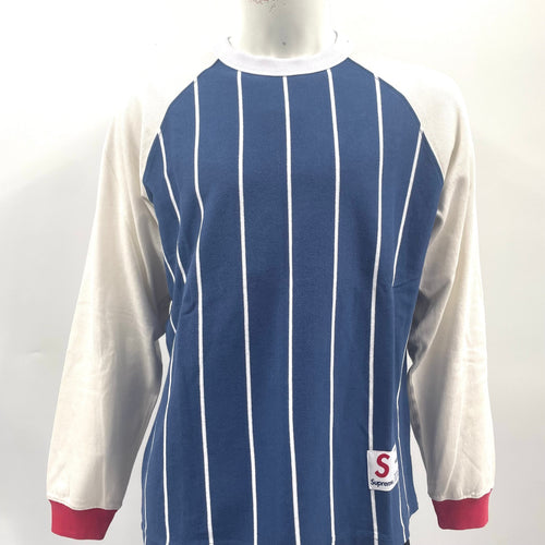 Supreme Striped Raglan Top In Size Medium. Blue/White//Red