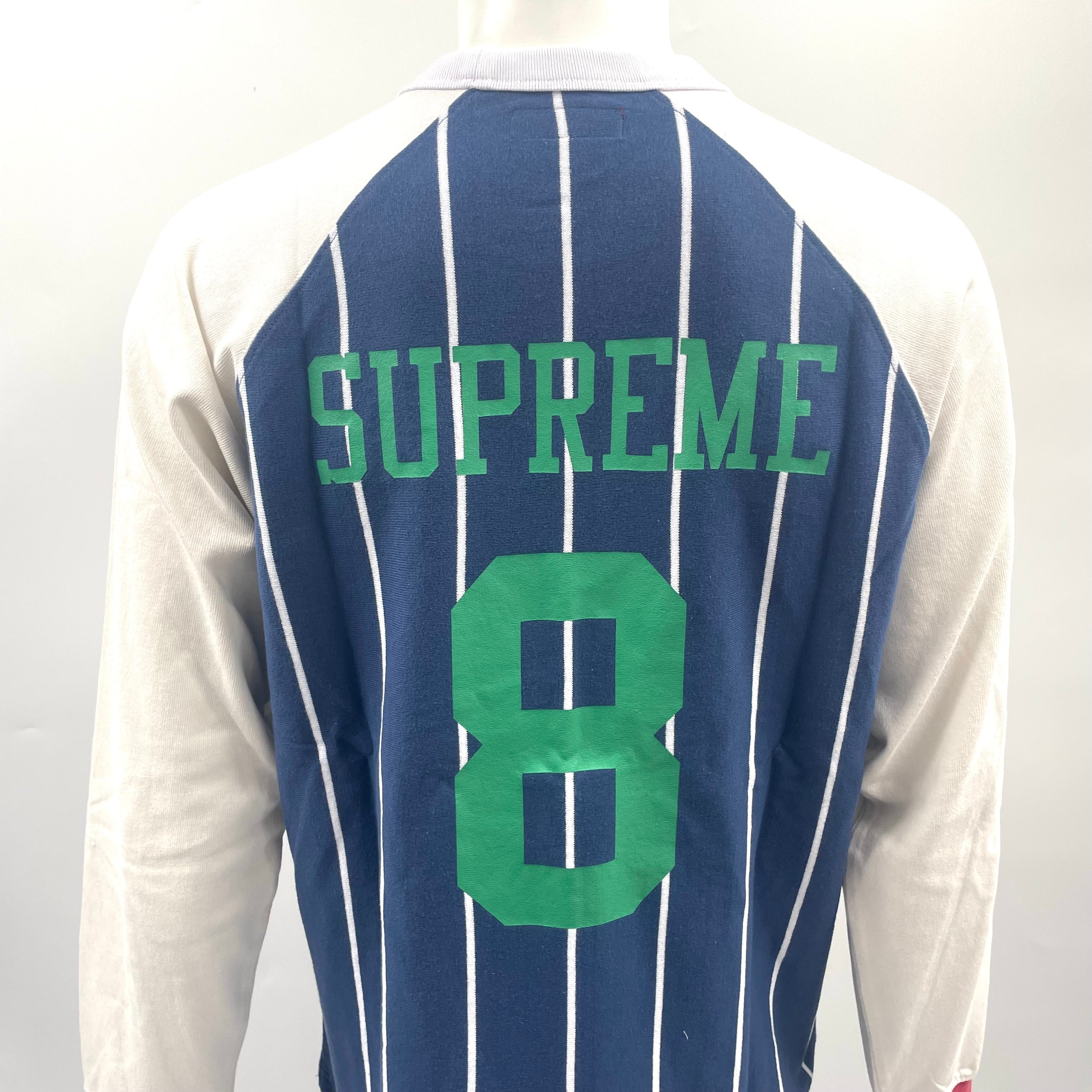 Supreme Striped Raglan Top In Size Medium. Blue/White//Red