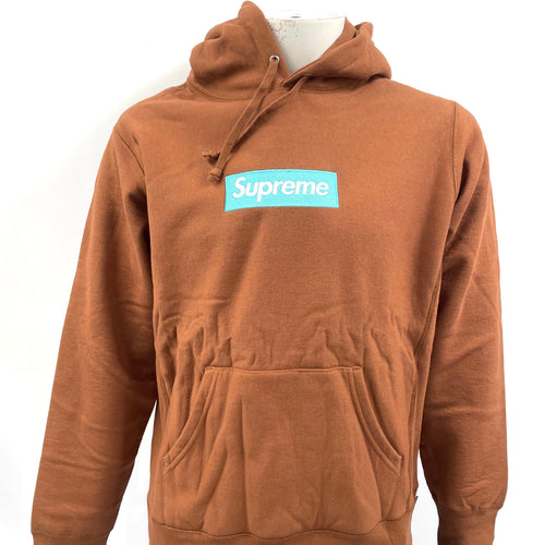 Supreme Turquoise Box Logo Hoodie Brown. Size medium.