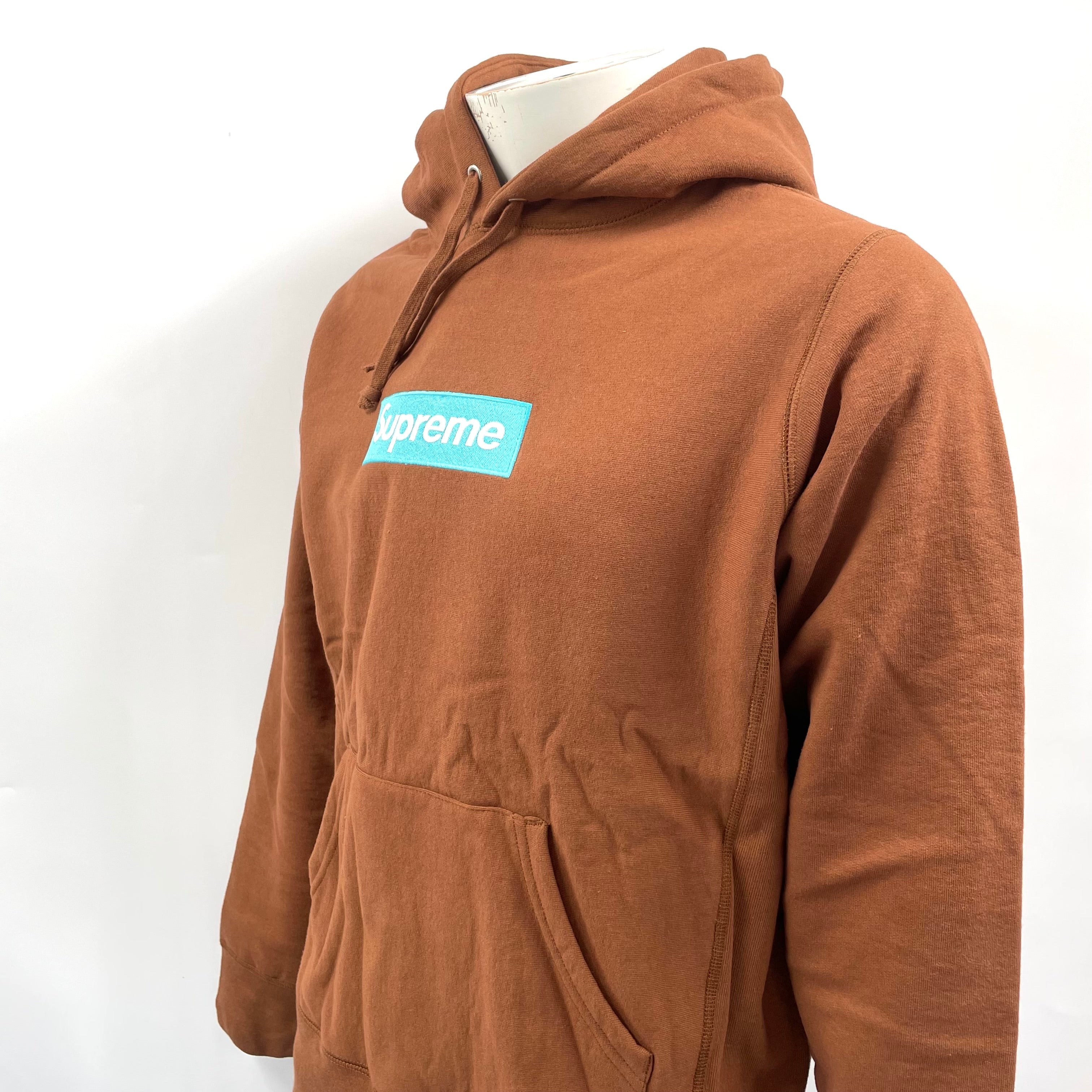 Supreme Turquoise Box Logo Hoodie Brown. Size medium.