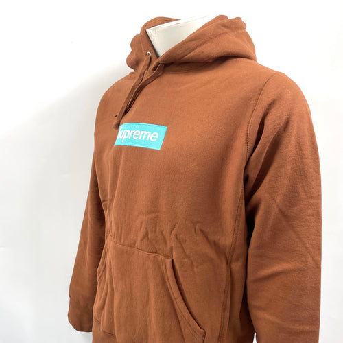 Supreme Turquoise Box Logo Hoodie Brown. Size medium.