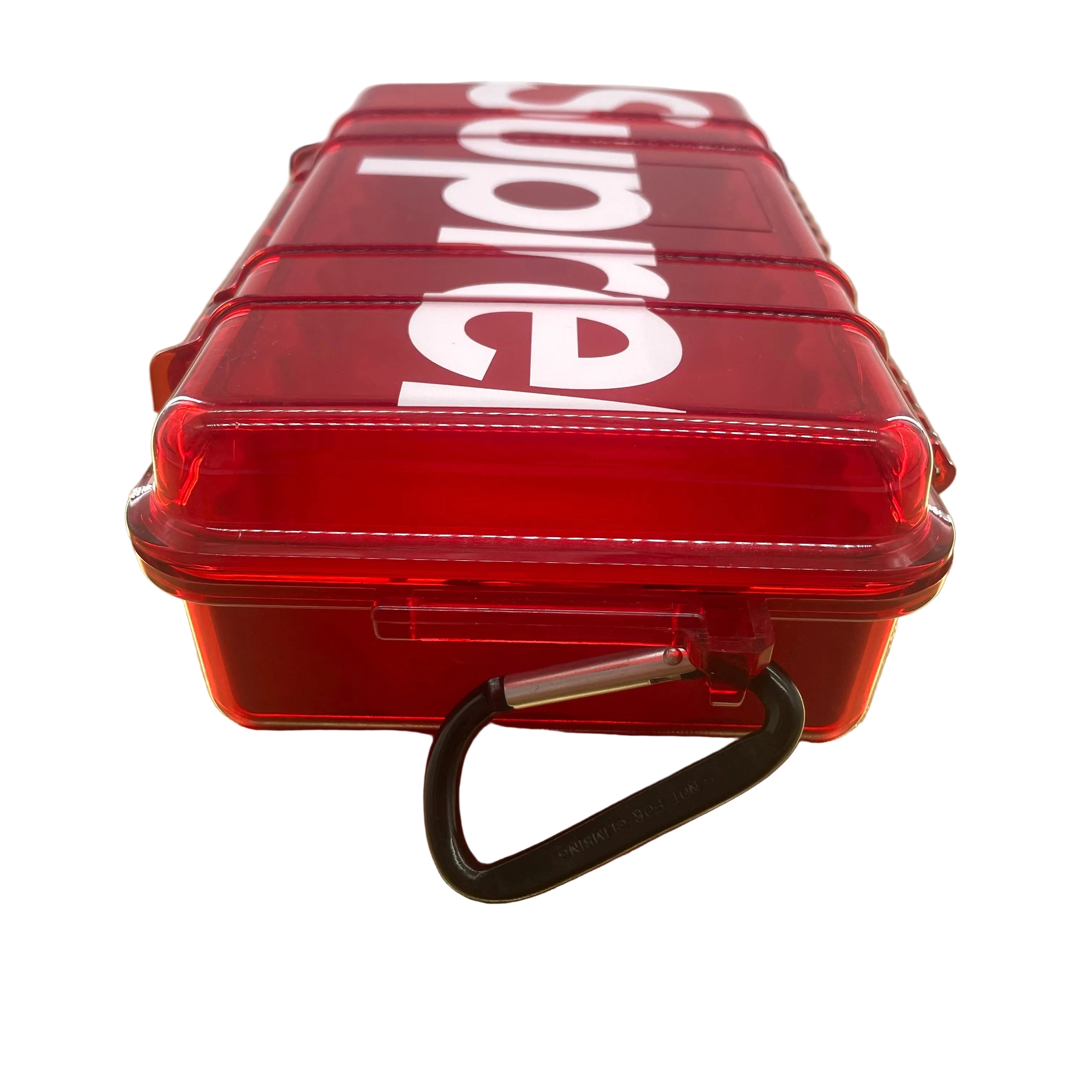 Red SUPREME utility box with big logo, see-through